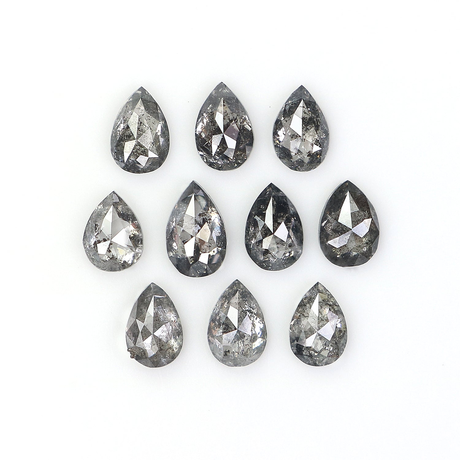 1.19 CT Natural Loose Pear Shape Diamond Salt And Pepper Pear Diamond 3.55 MM Natural Loose Black Grey Color Pear Rose Cut Diamond QL1294