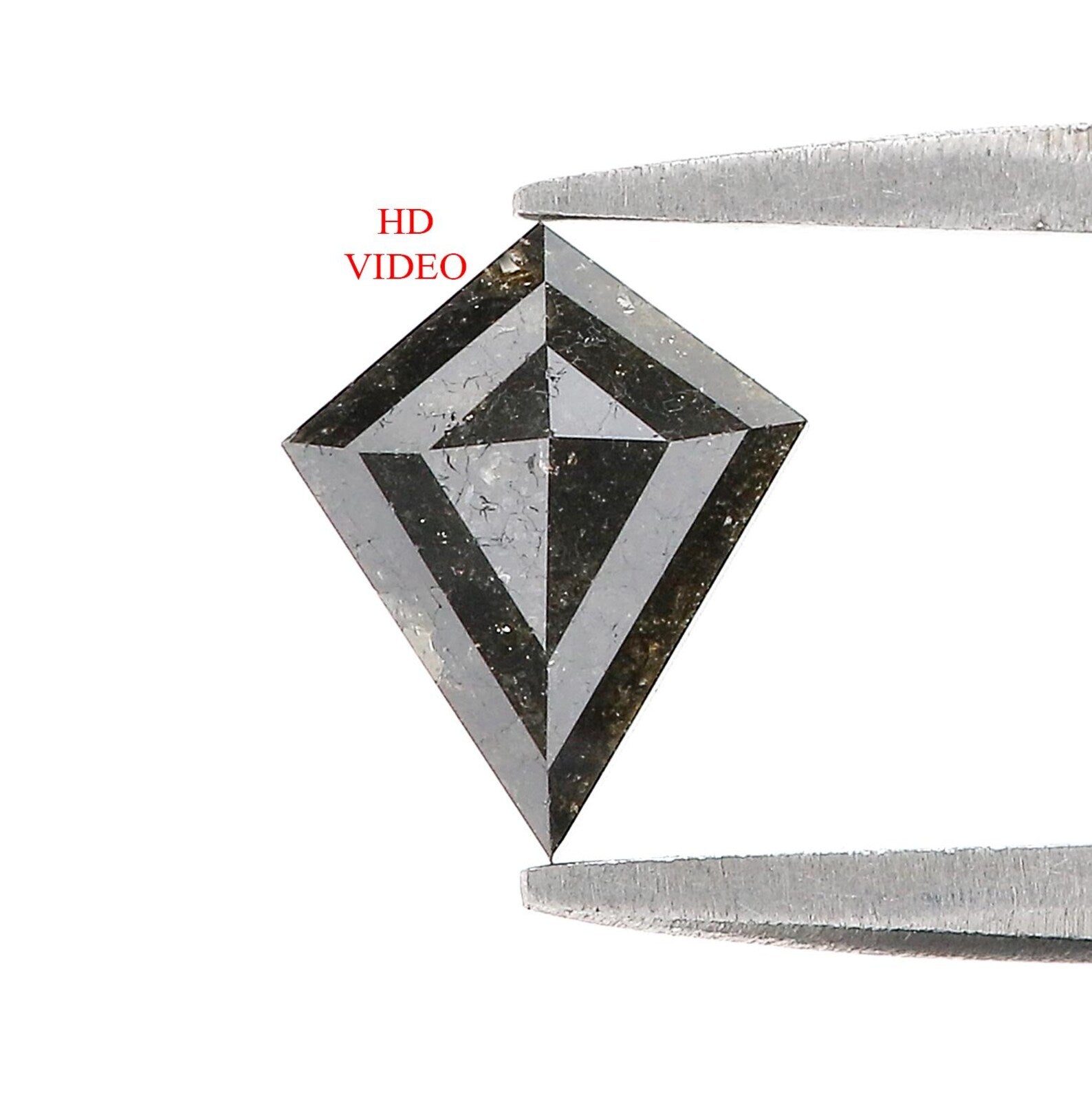 0.82 CT Natural Loose Kite Shape Diamond Salt And Pepper Kite Diamond 8.35 MM Natural Black Grey Color Diamond Kite Rose Cut Diamond N2599