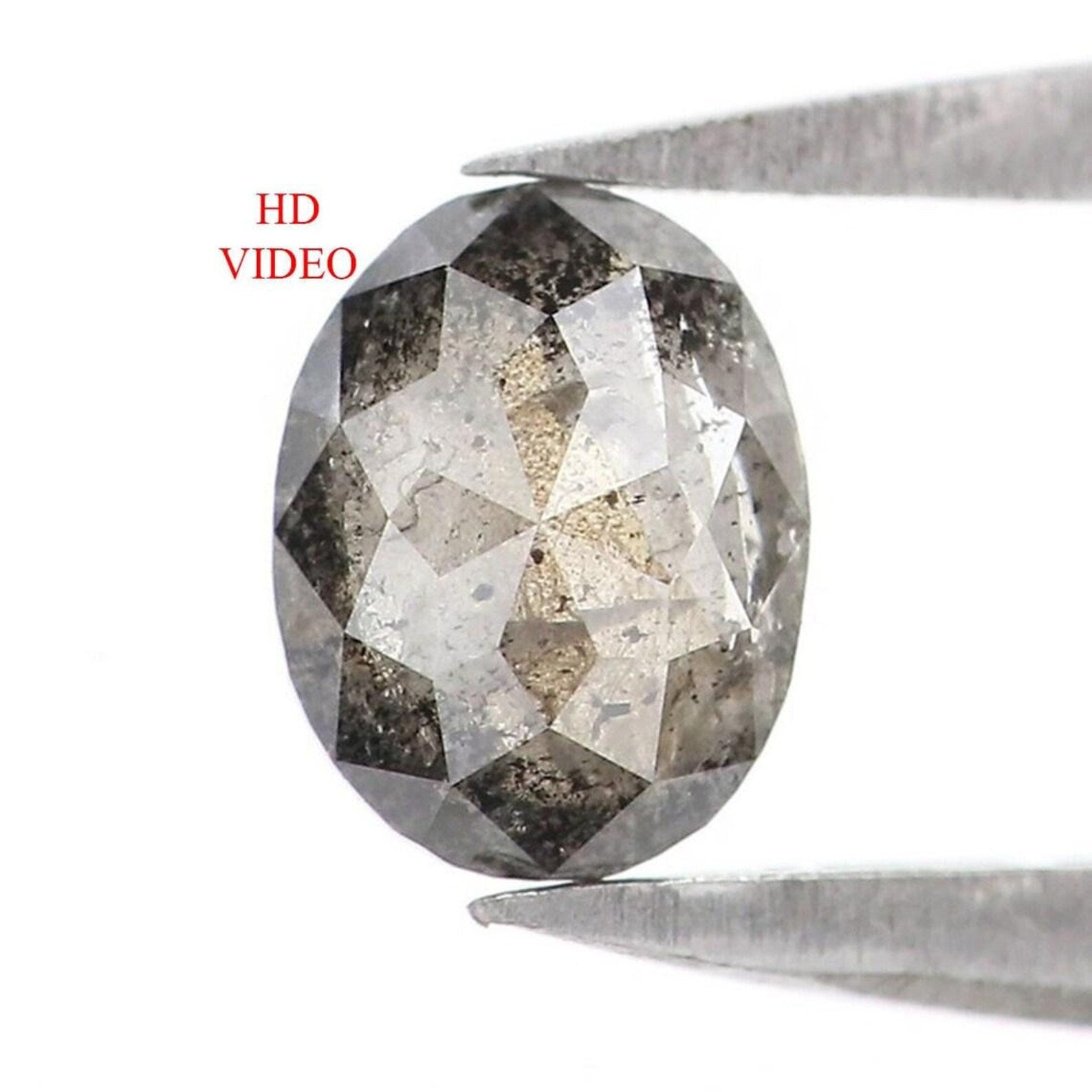 0.36 CT Natural Loose Oval Shape Diamond Salt And Pepper Oval Diamond 5.20 MM Natural Loose Black Grey Color Oval Rose Cut Diamond NQ2111