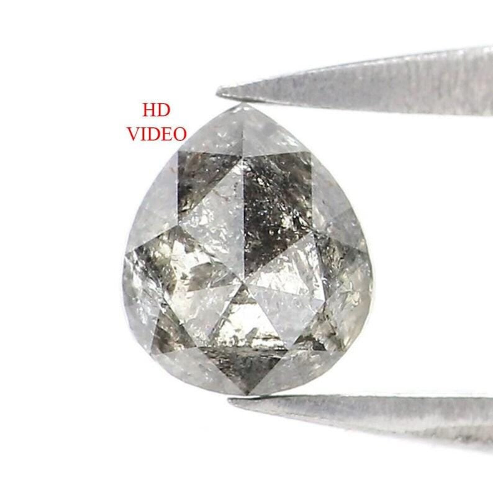 0.45 Ct Natural Loose Pear Shape Diamond Salt And Pepper Pear Diamond 4.90 MM Natural Diamond Black Grey Color Pear Rose Cut Diamond NQ9267