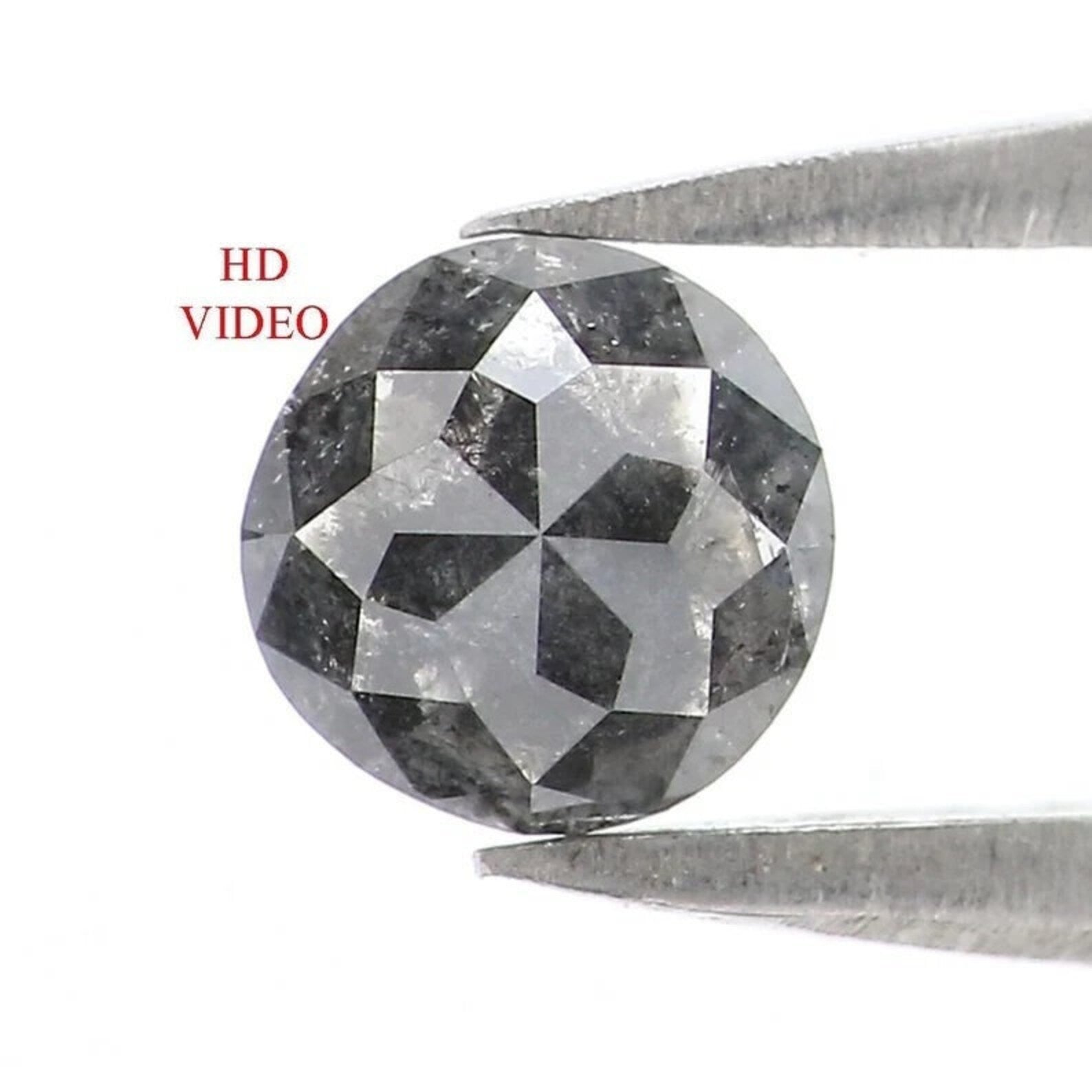 0.53 CT Natural Loose Round Shape Diamond Salt And Pepper Round Cut Diamond 4.85 MM Natural Black Grey Color Round Rose Cut Diamond NQ2308