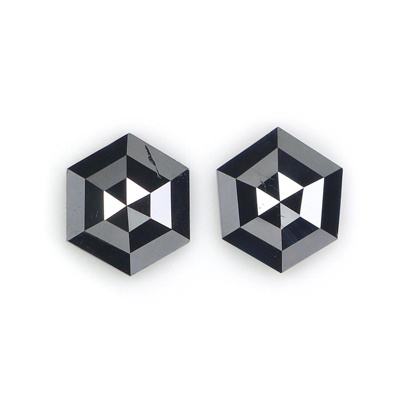 0.74 CT Natural Loose Hexagon Shape Pair Diamond Black Color Hexagon Cut Diamond 5.70 MM Natural Black Color Hexagon Rose Cut Diamond NQ2301