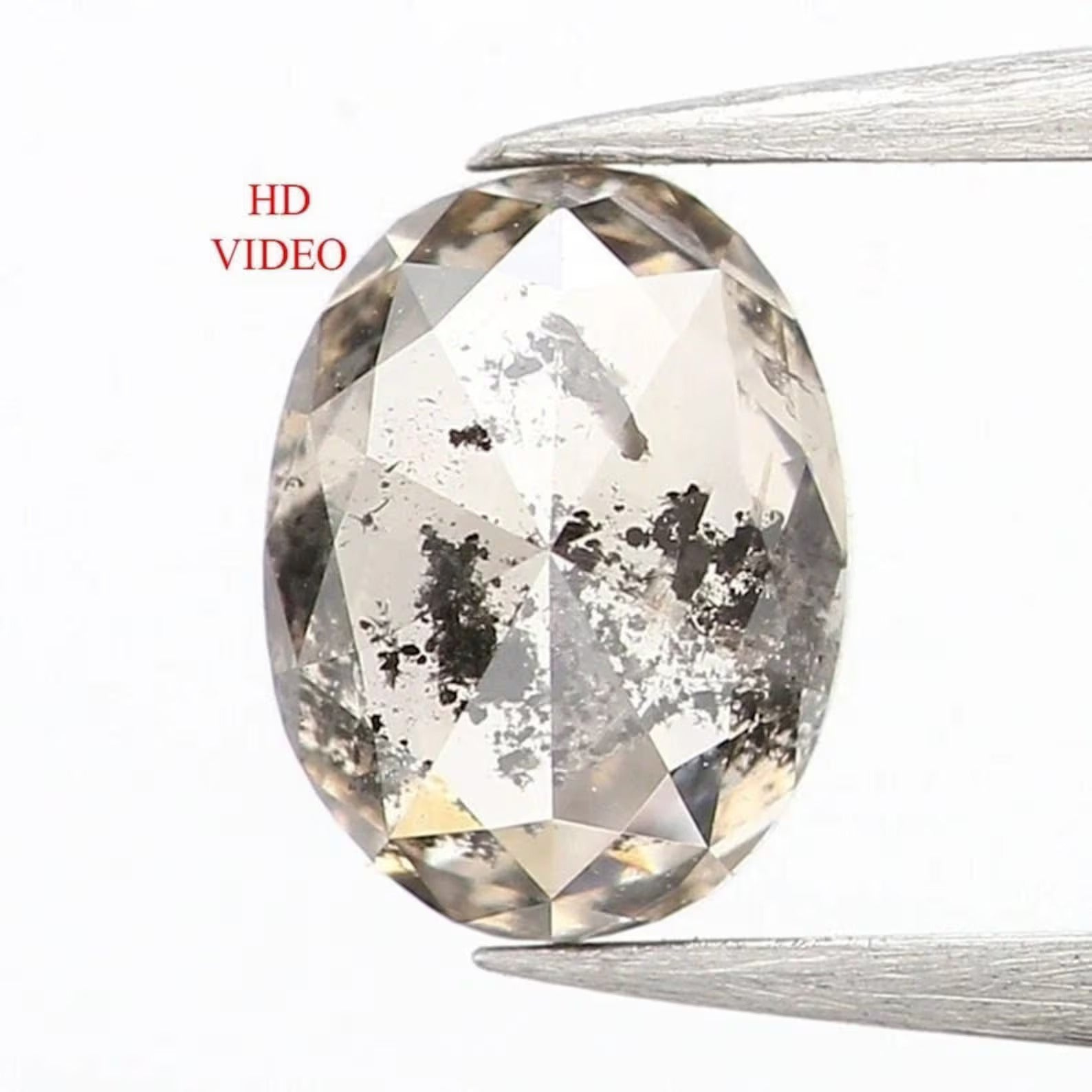0.35 CT Natural Loose Oval Shape Diamond Salt and Pepper Oval Shape Diamond 4.85 MM Natural Black Grey Color Oval Rose Cut Diamond NQ1200