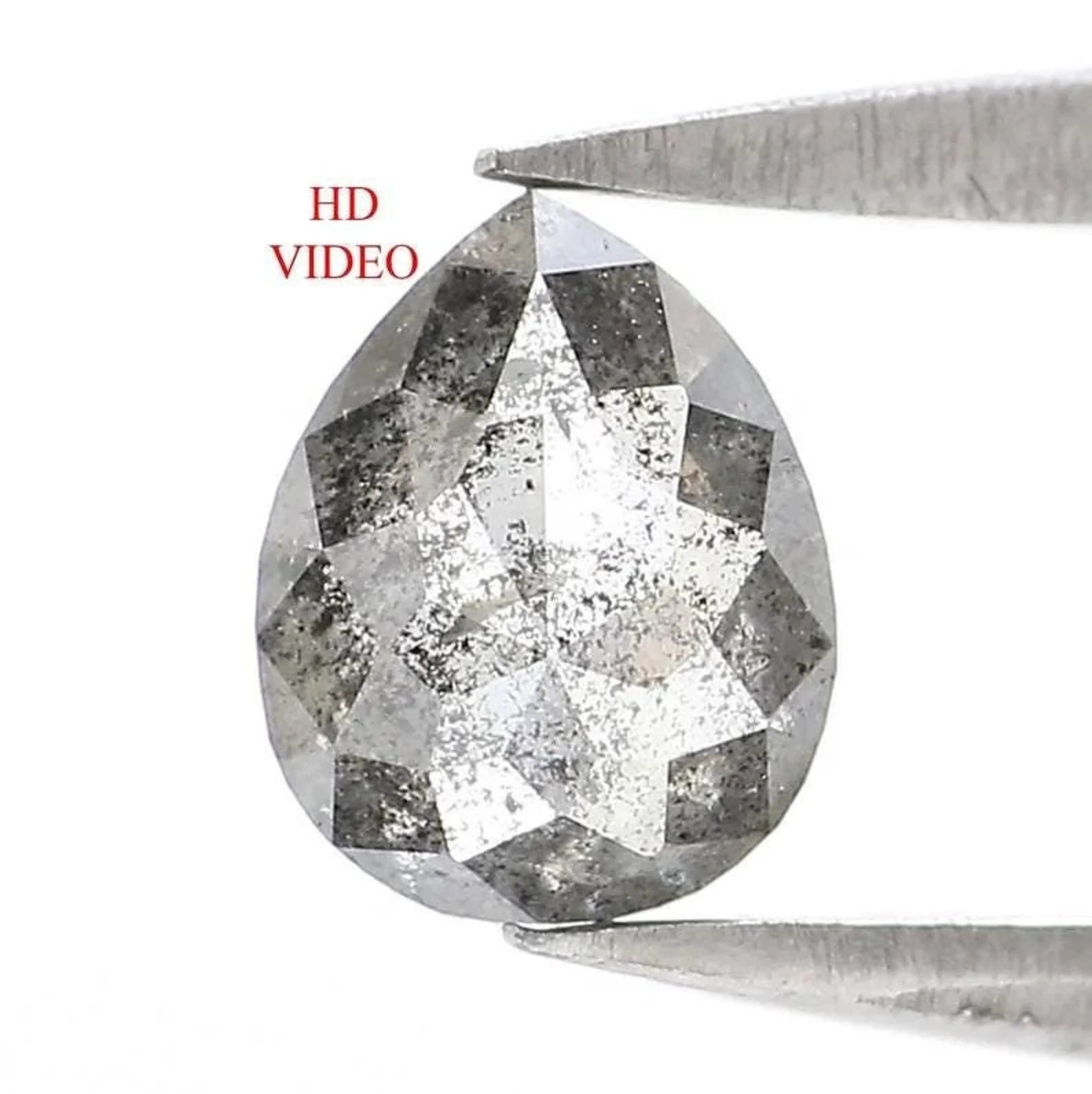 0.45 CT Natural Loose Pear Shape Diamond Salt And Pepper Pear Diamond 5.85 MM Natural Diamond Black Grey Color Pear Rose Cut Diamond NQ2439