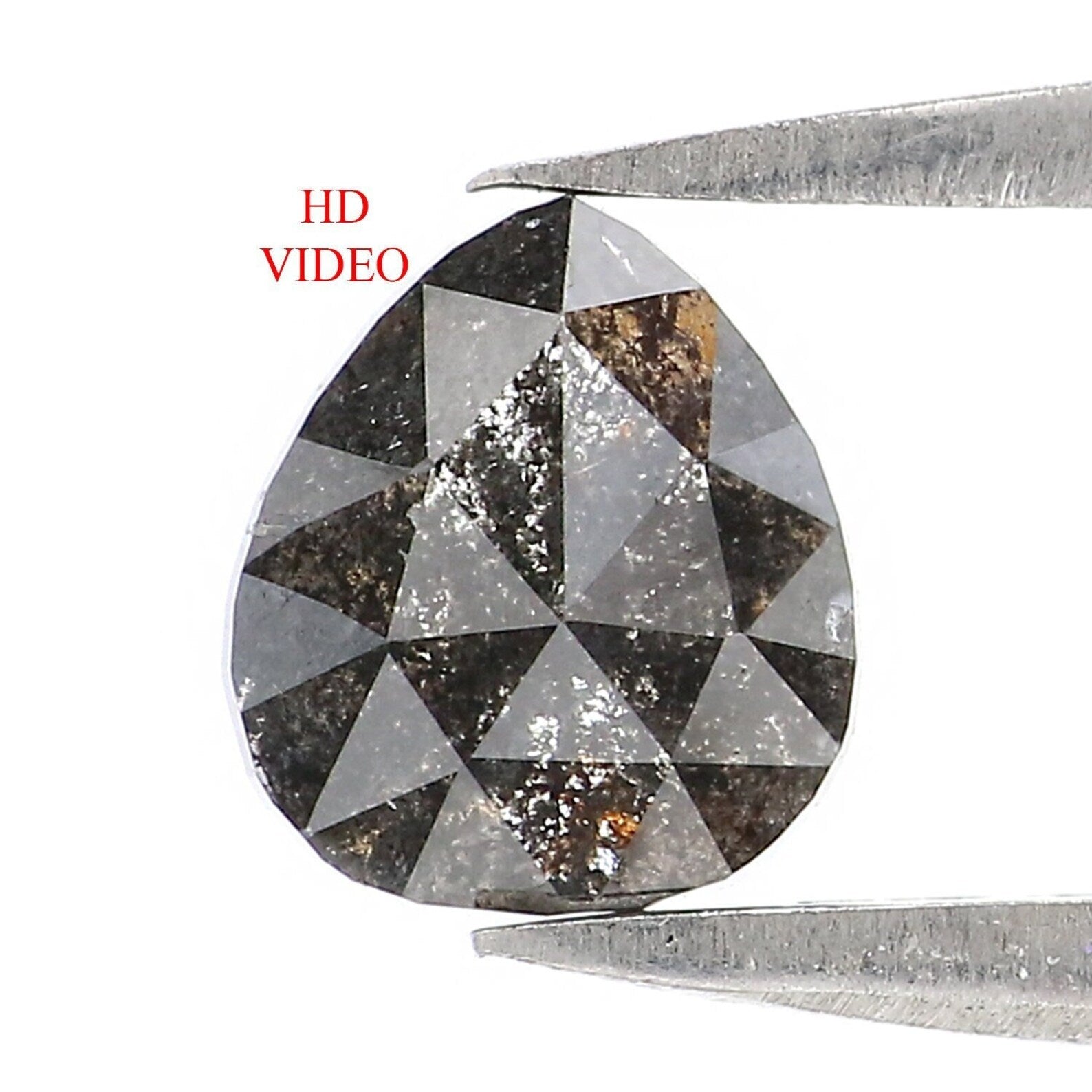 1.00 CT Natural Loose Pear Shape Diamond Salt And Pepper Pear Cut Diamond 6.35 MM Natural Loose Diamond Pear Shape Rose Cut Diamond QN9348