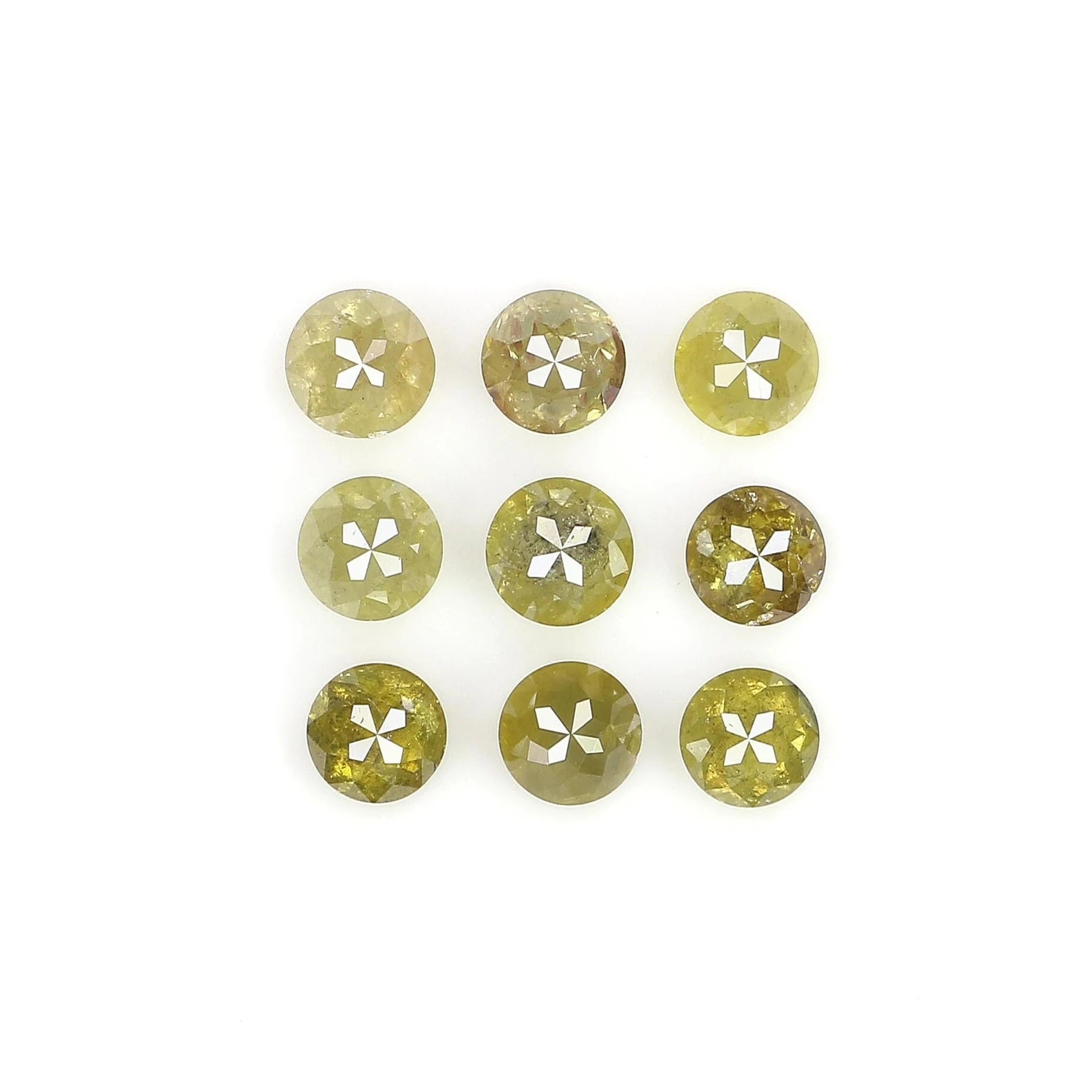 1.55 CT Natural Loose Round Rose Cut Diamond Yellow Color Round Shape Diamond 3.10 MM Natural Loose Green Color Round Rose Cut Diamond NQ417