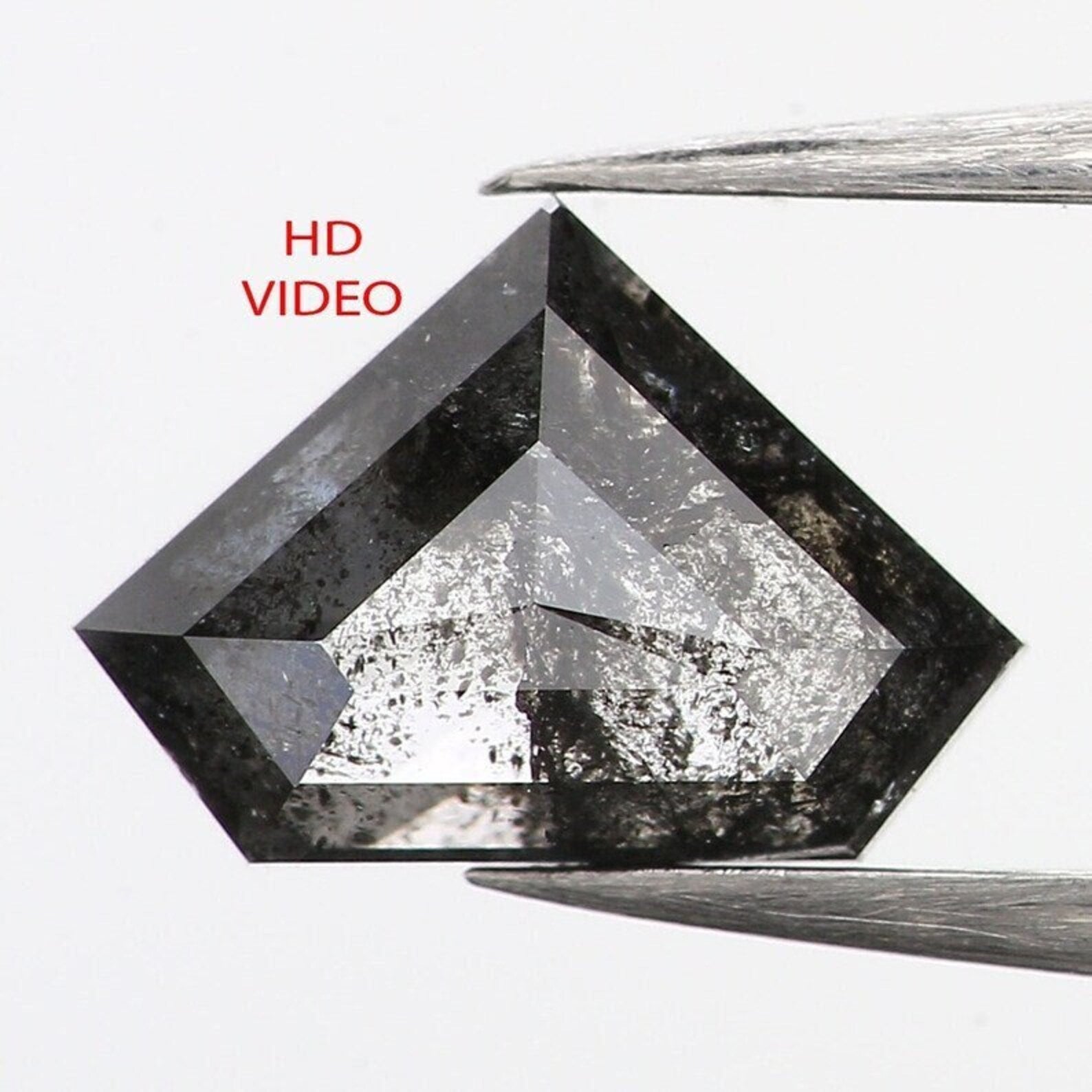 0.66 CT Natural Loose Shield Shape Diamond Salt And Pepper Diamond 5.20 MM Natural Loose Black Grey Color Shield Rose Cut Diamond QN1177