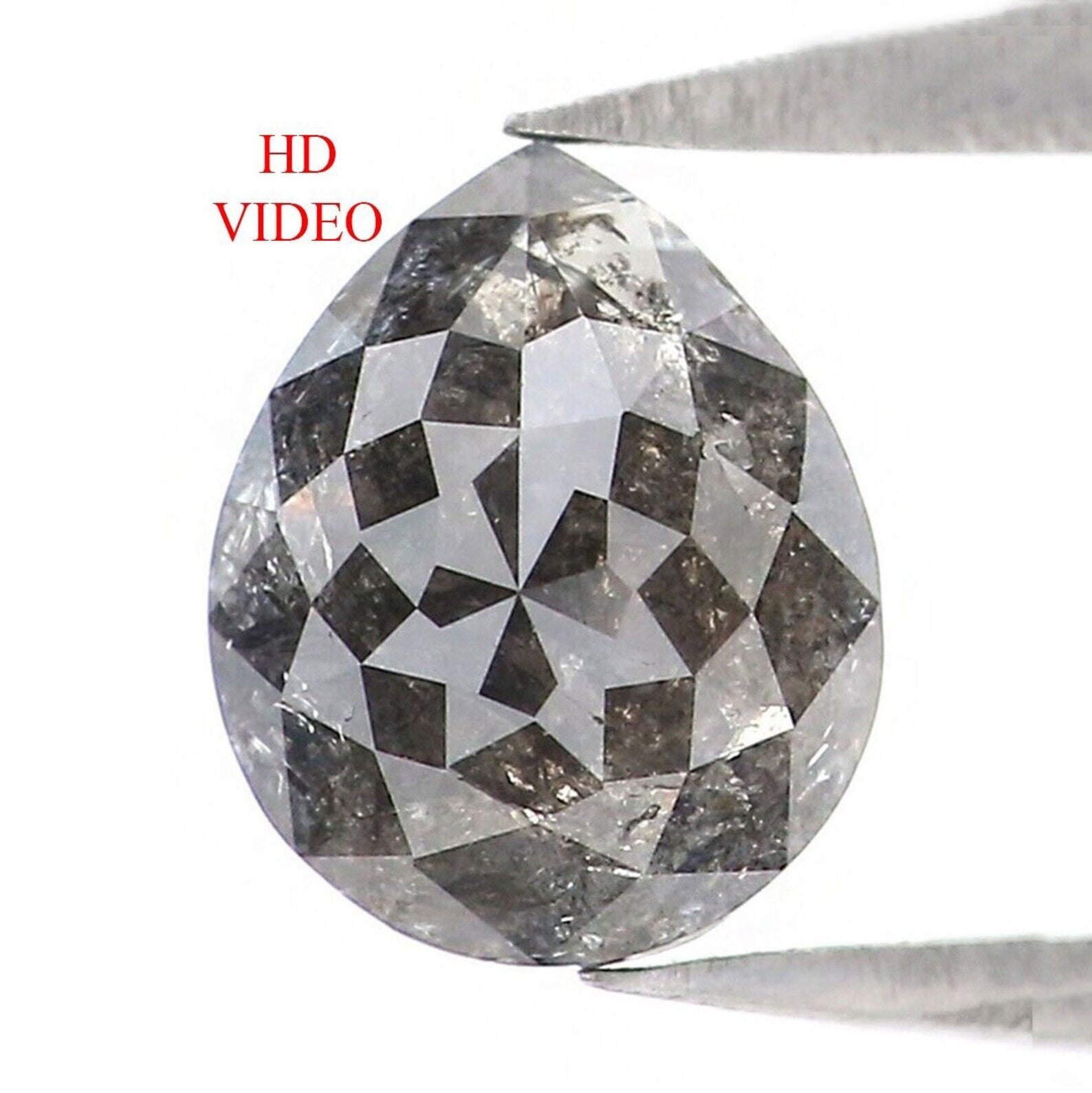 0.74 CT Natural Loose Pear Shape Diamond Salt And Pepper Pear Diamond 7.00 MM Natural Loose Black Grey Color Pear Rose Cut Diamond NQ9225