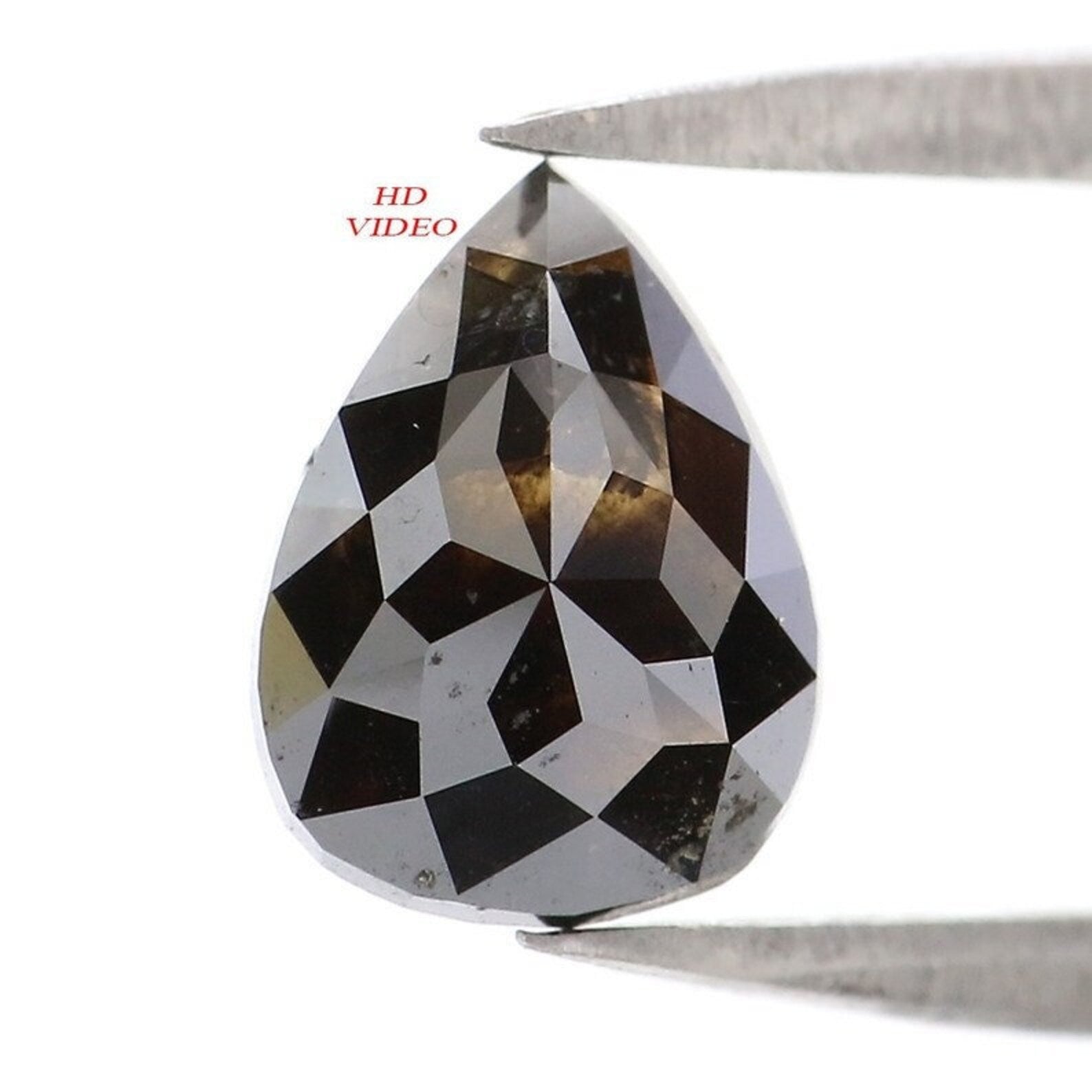 1.53 CT Natural Loose Pear Shape Diamond Black Brown Color Pear Cut Diamond 8.25 MM Natural Black Brown Color Pear Rose Cut Diamond NQ9263