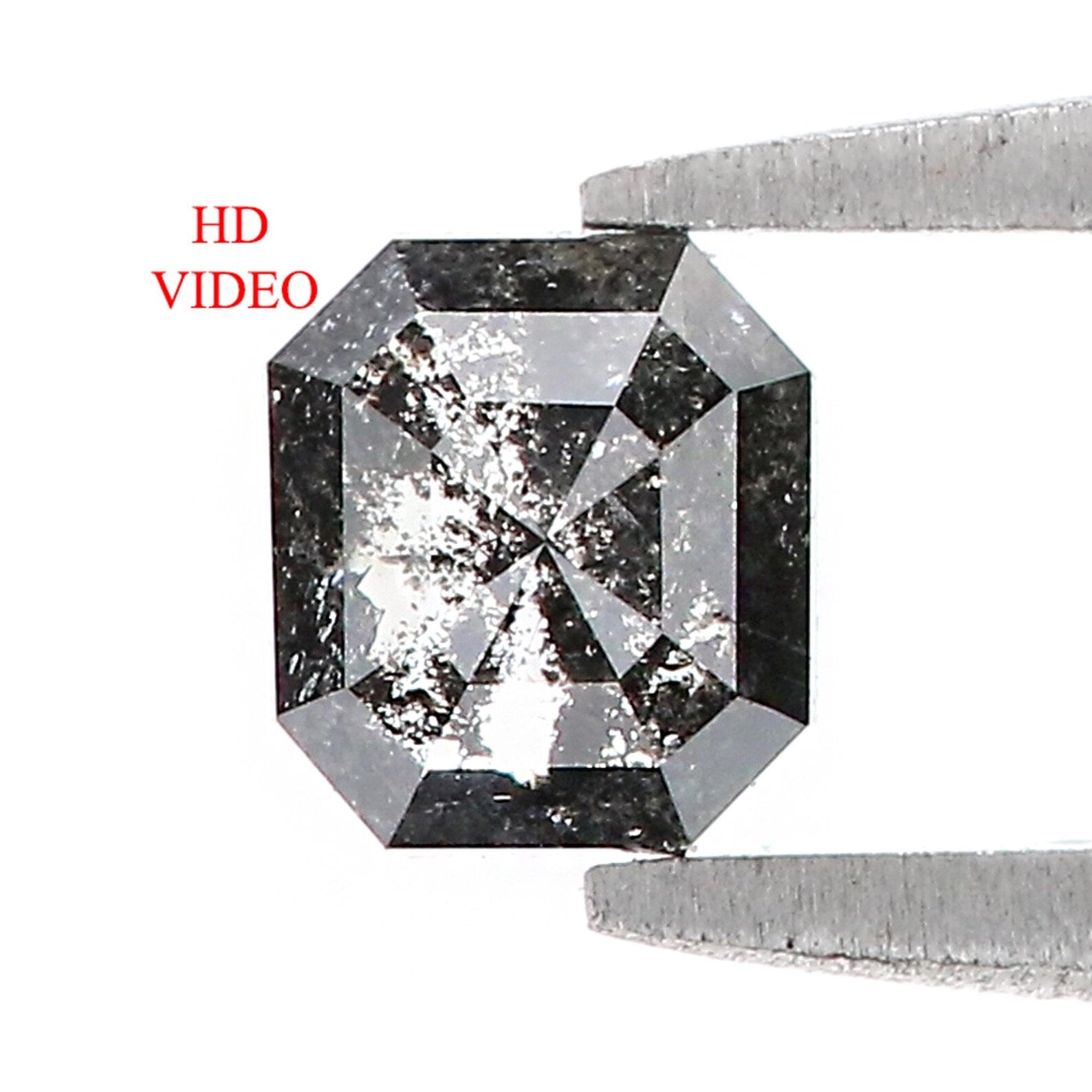 0.55 CT Natural Loose Emerald Shape Diamond Salt And Pepper Emerald Cut Diamond 5.10 MM Black Grey Color Emerald Rose Cut Diamond QN9426