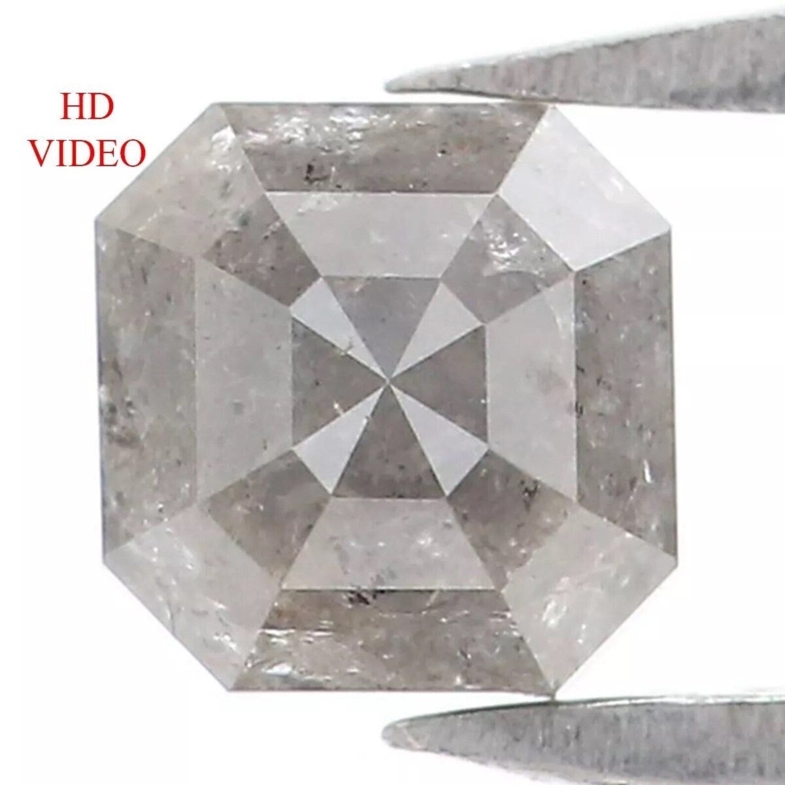 0.51 Ct Natural Loose Emerald Shape Diamond Salt And Pepper Emerald Cut Diamond 4.10 MM Natural Grey Color Emerald Rose Cut Diamond NQ8350