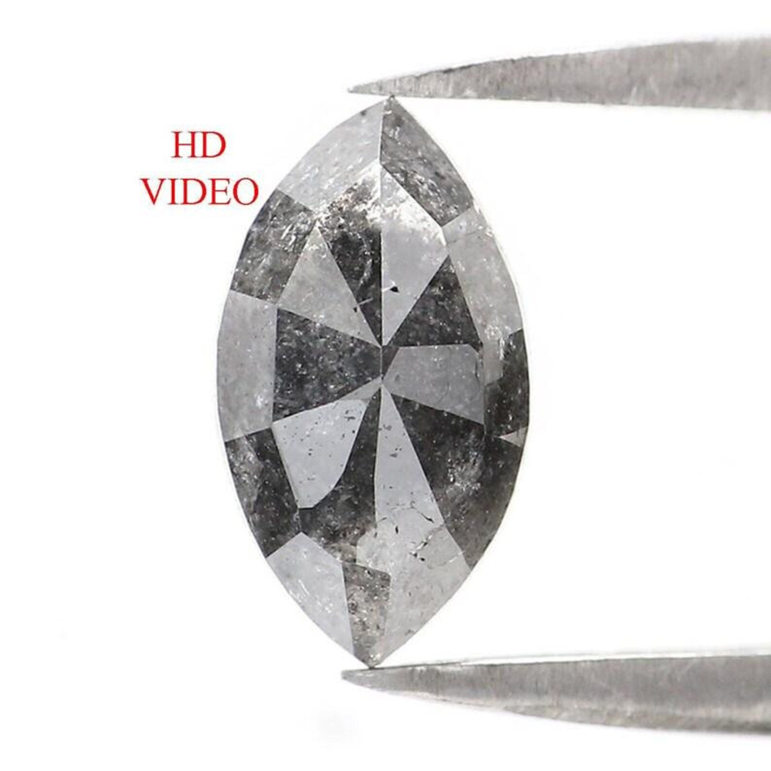 1.38 CT Natural Loose Marquise Shape Diamond Salt And Pepper Marquise Diamond 9.35 MM Black Grey Color Marquise Rose Cut Diamond NQ1597