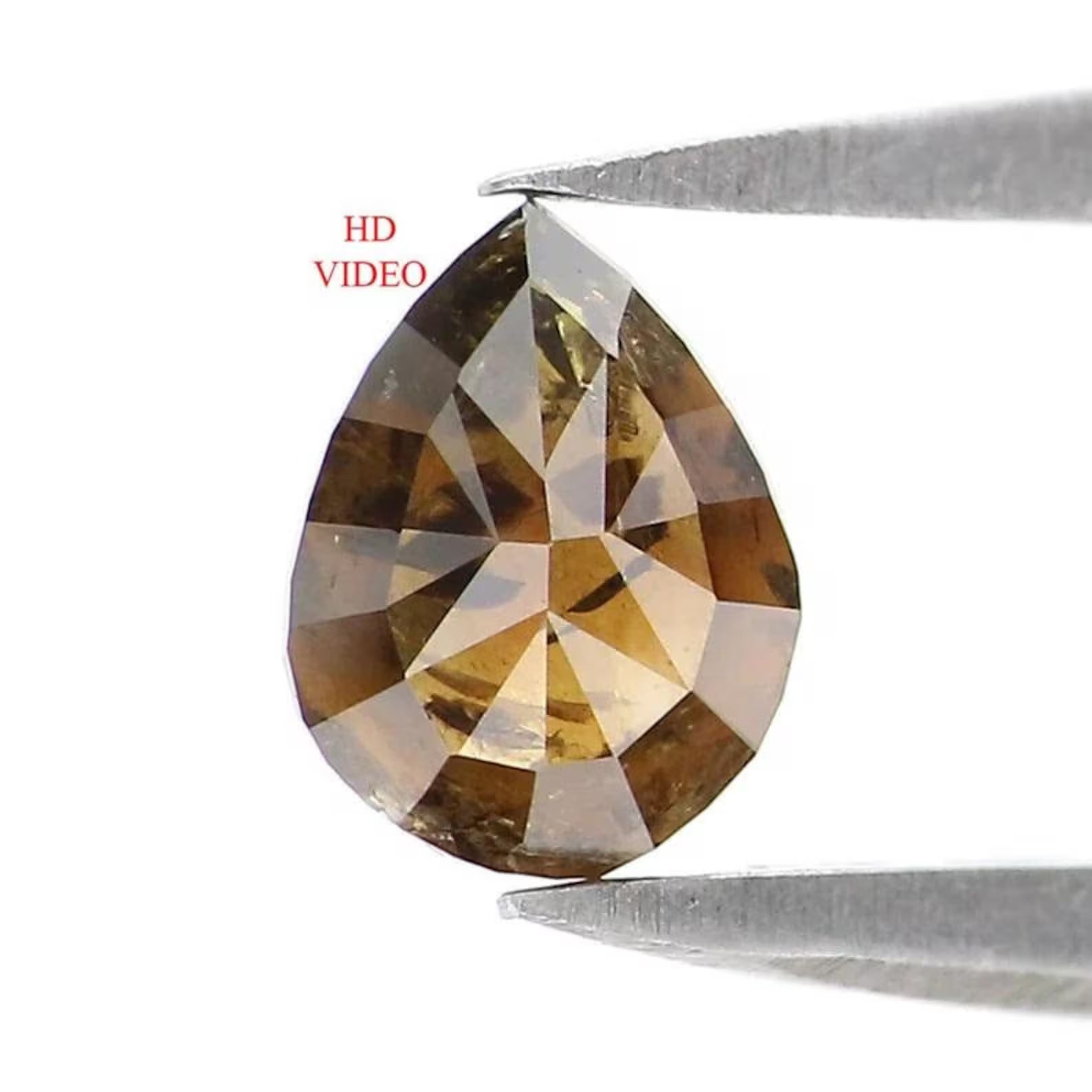 0.56 CT Natural Loose Pear Shape Diamond Brown Color Pear Cut Diamond 5.90 MM Natural Loose Diamond Brown Color Pear Rose Cut Diamond NQ9193