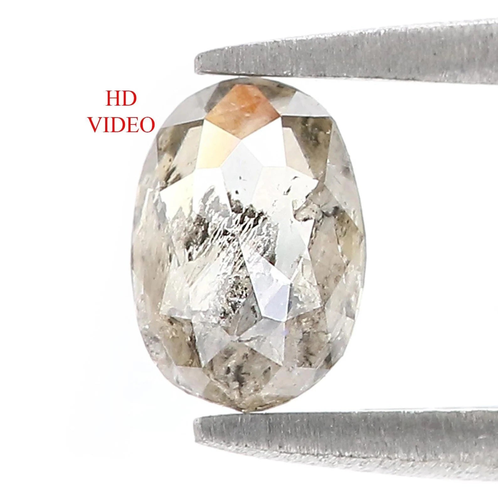 0.68 CT Natural Loose Oval Shape Diamond Salt And Pepper Oval Cut Diamond 6.85 MM Natural Loose Diamond Black Grey Oval Shape Diamond QN978