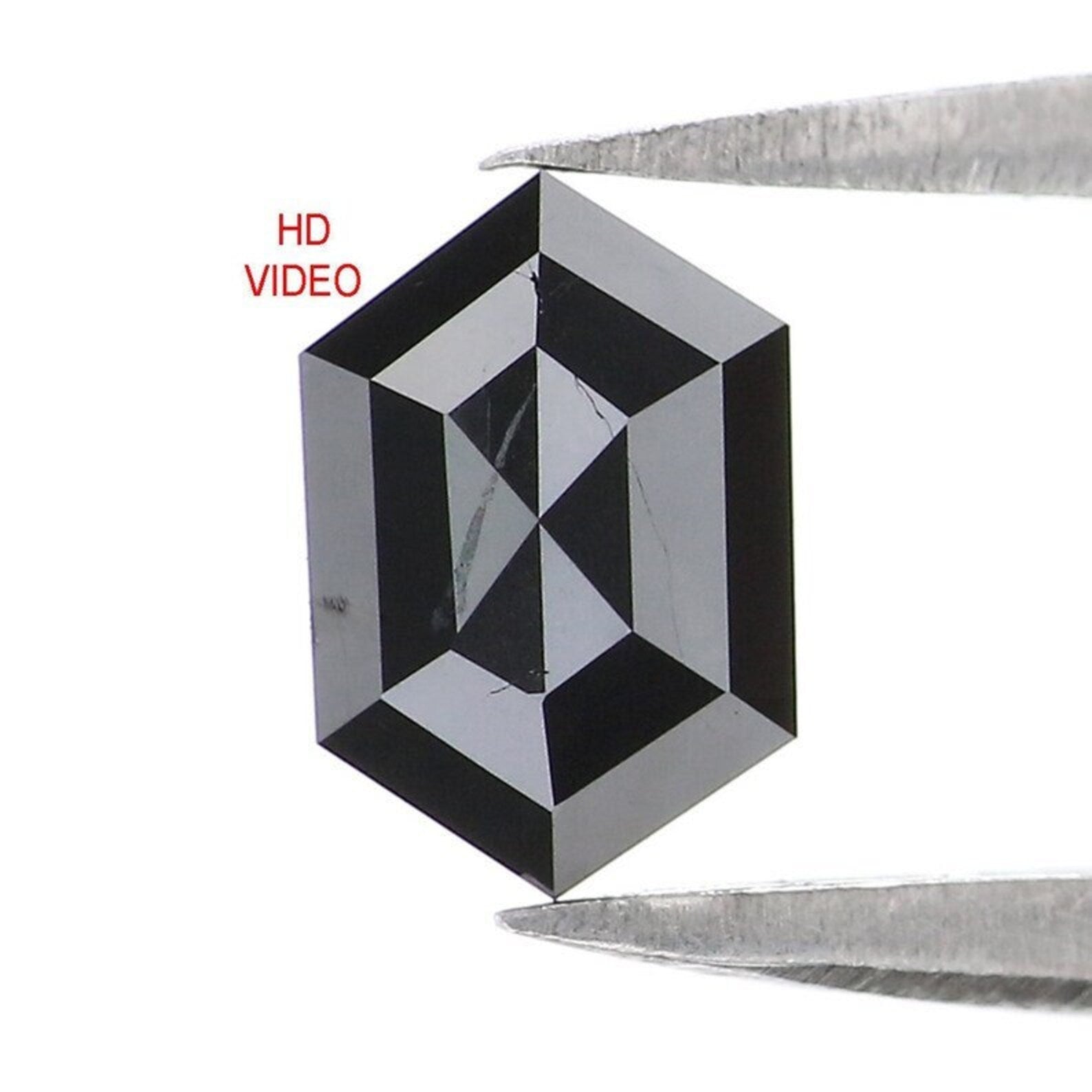 0.56 CT Natural Loose Hexagon Shape Diamond Black Color Hexagon Cut Diamond 6.85 MM Natural Diamond Black Hexagon Rose Cut Diamond QN2233
