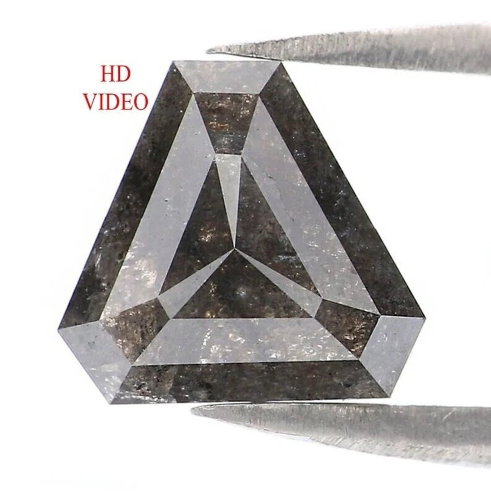 1.37 CT Natural Loose Shield Shape Diamond Salt And Pepper Shield Diamond 8.95 MM Natural Black Gray Color Shield Rose Cut Diamond NQ9449