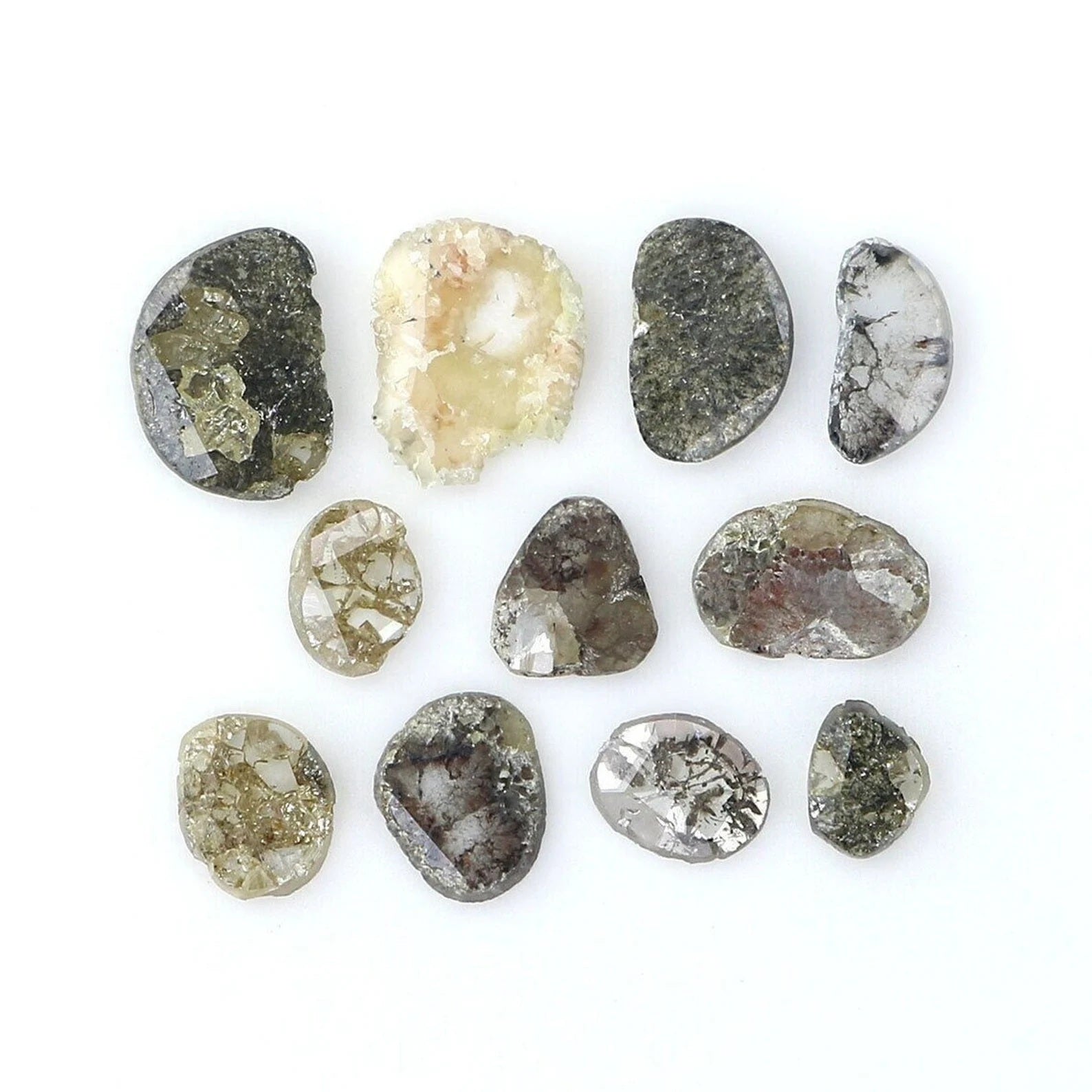 2.70 CT Natural Loose Slice Cut Diamond Salt And Pepper Slice Diamond 4.10 MM Natural Black Grey Color Diamond Slice Rose Cut Diamond NQ2092