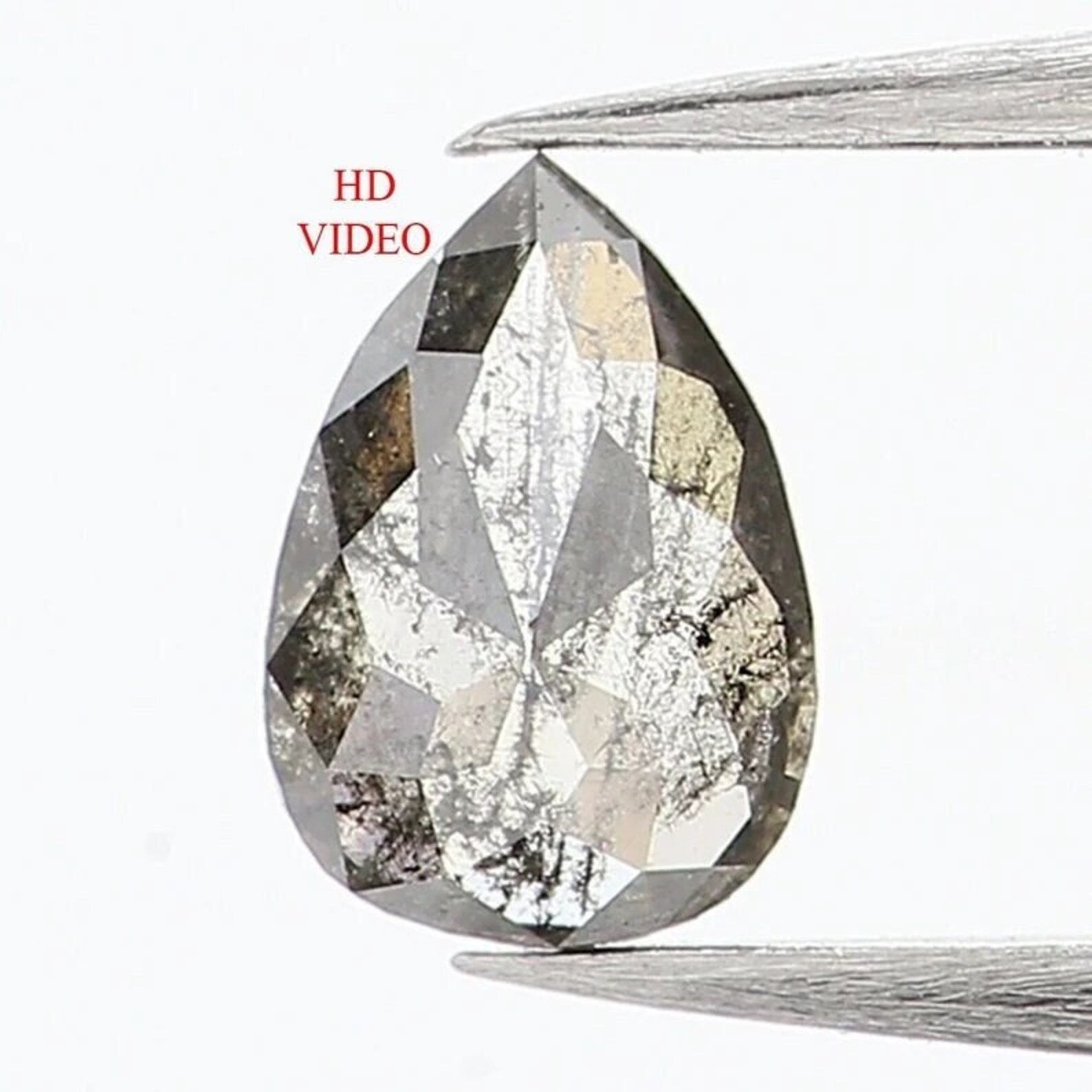 0.25 CT Natural Loose Pear Shape Diamond Salt And Pepper Pear Diamond 5.00 MM Natural Diamond Black Grey Color Pear Rose Cut Diamond NQ1445