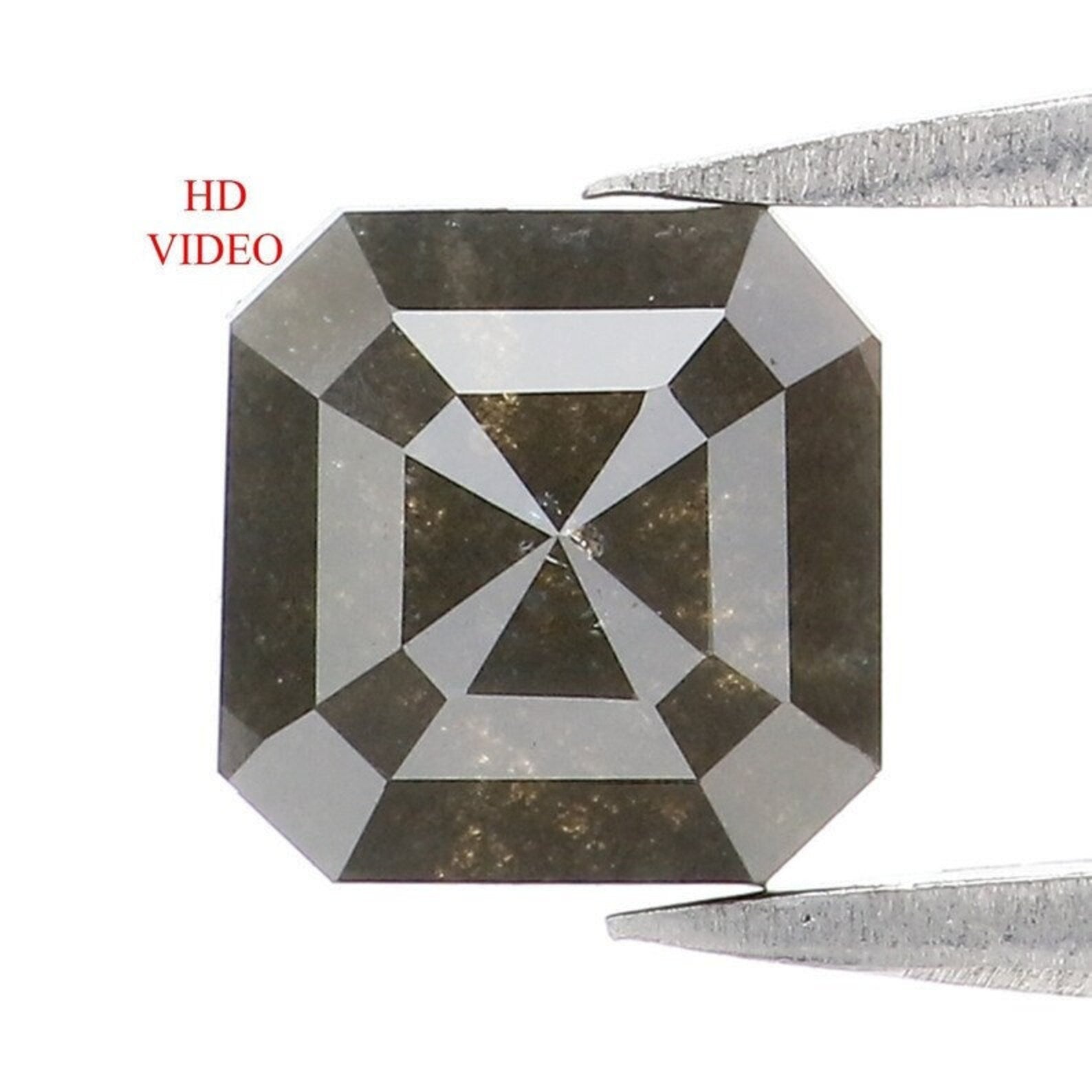 1.06 CT Natural Loose Emerald Shape Diamond Salt And Pepper Emerald Diamond Diamond 5.85 MM Black Grey Color Emerald Rose Cut Diamond QN9247