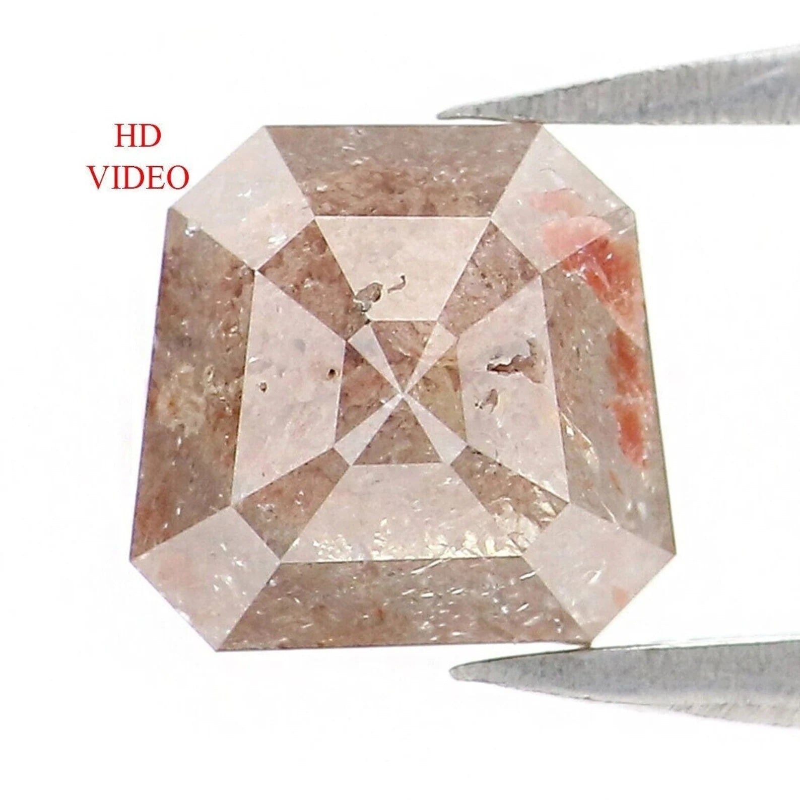 1.50 CT Natural Loose Emerald Cut Diamond Grey Brown Color Emerald Diamond 6.70 MM Natural Grey Brown Color Emerald Rose Cut Diamond NQ8548