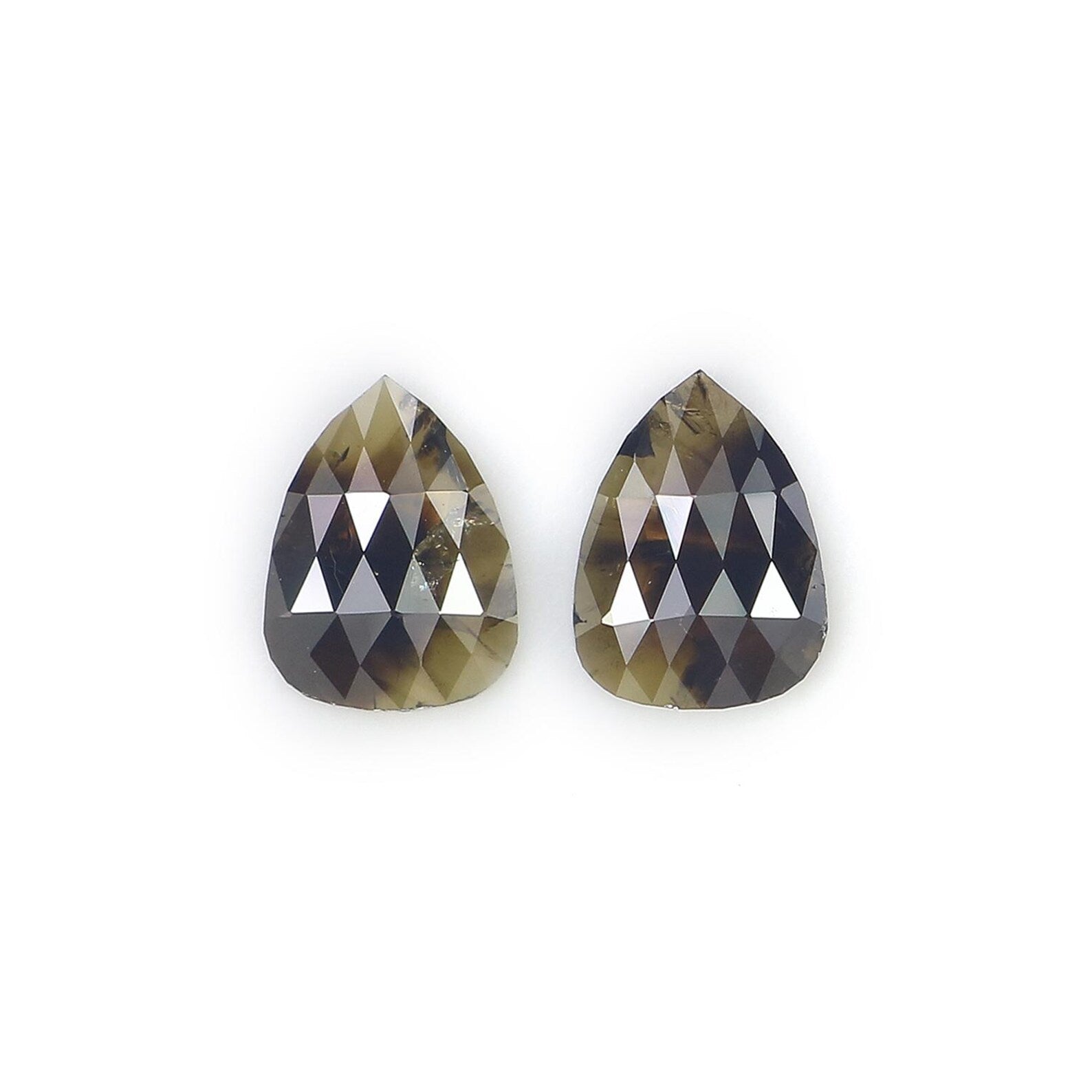 2.06 CT Natural Loose Pear Shape Pair Diamond Black Color Pear Cut Diamond 8.20 MM Natural Black Brown Color Pear Rose Cut Diamond NQ8226