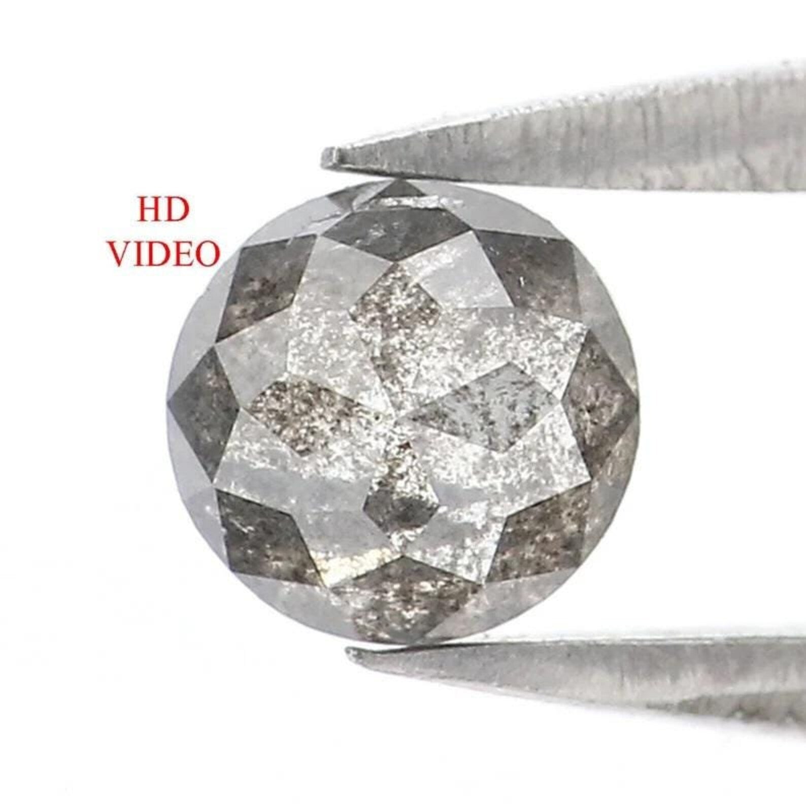 0.45 CT Natural Loose Round Shape Diamond Salt And Pepper Round Cut Diamond 4.50 MM Natural Black Grey Color Round Rose Cut Diamond NQ2312