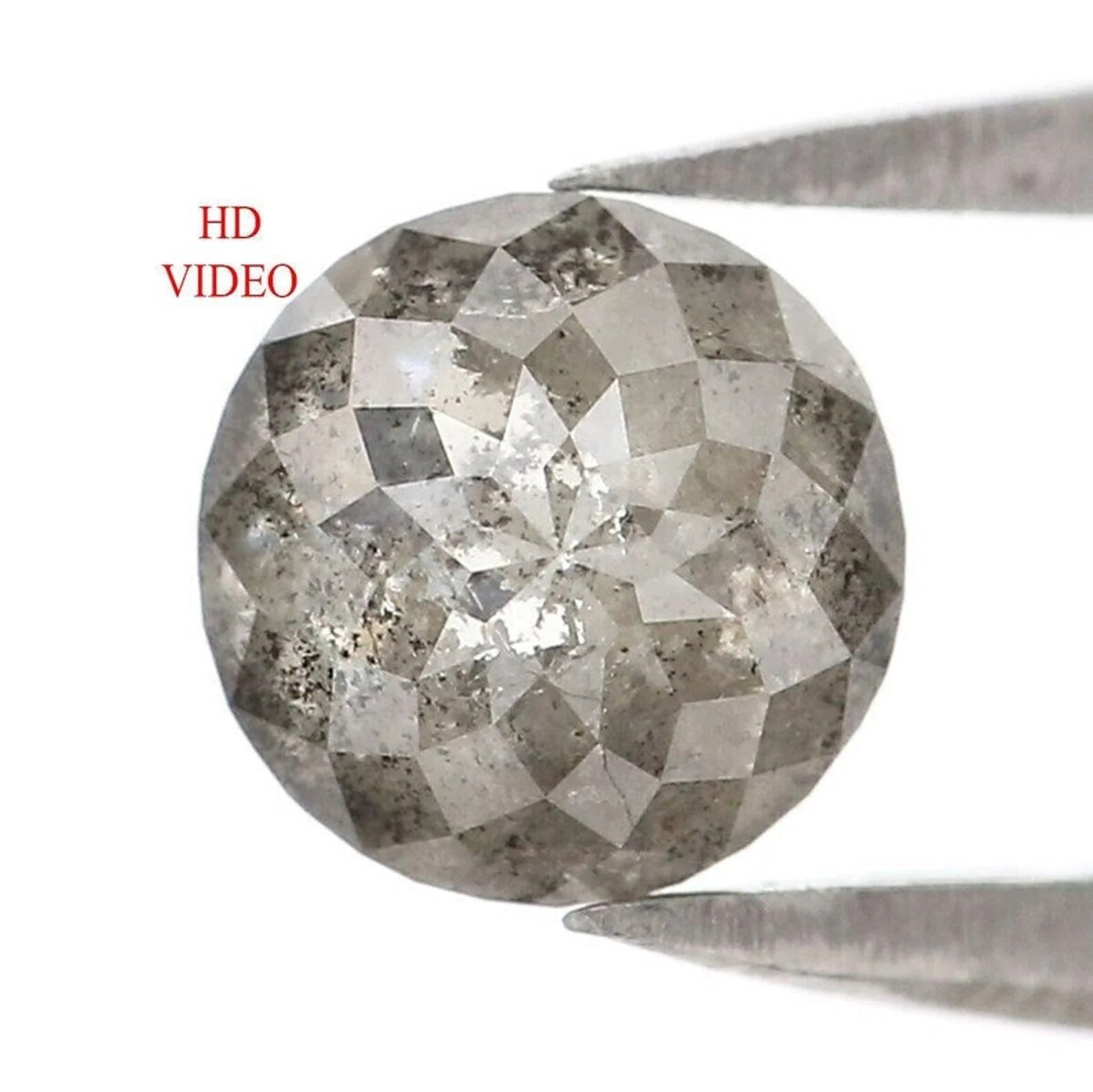 0.63 CT Natural Loose Round Shape Diamond Salt And Pepper Round Diamond 5.40 MM Natural Loose Black Grey Color Round Rose Cut Diamond NQ2146