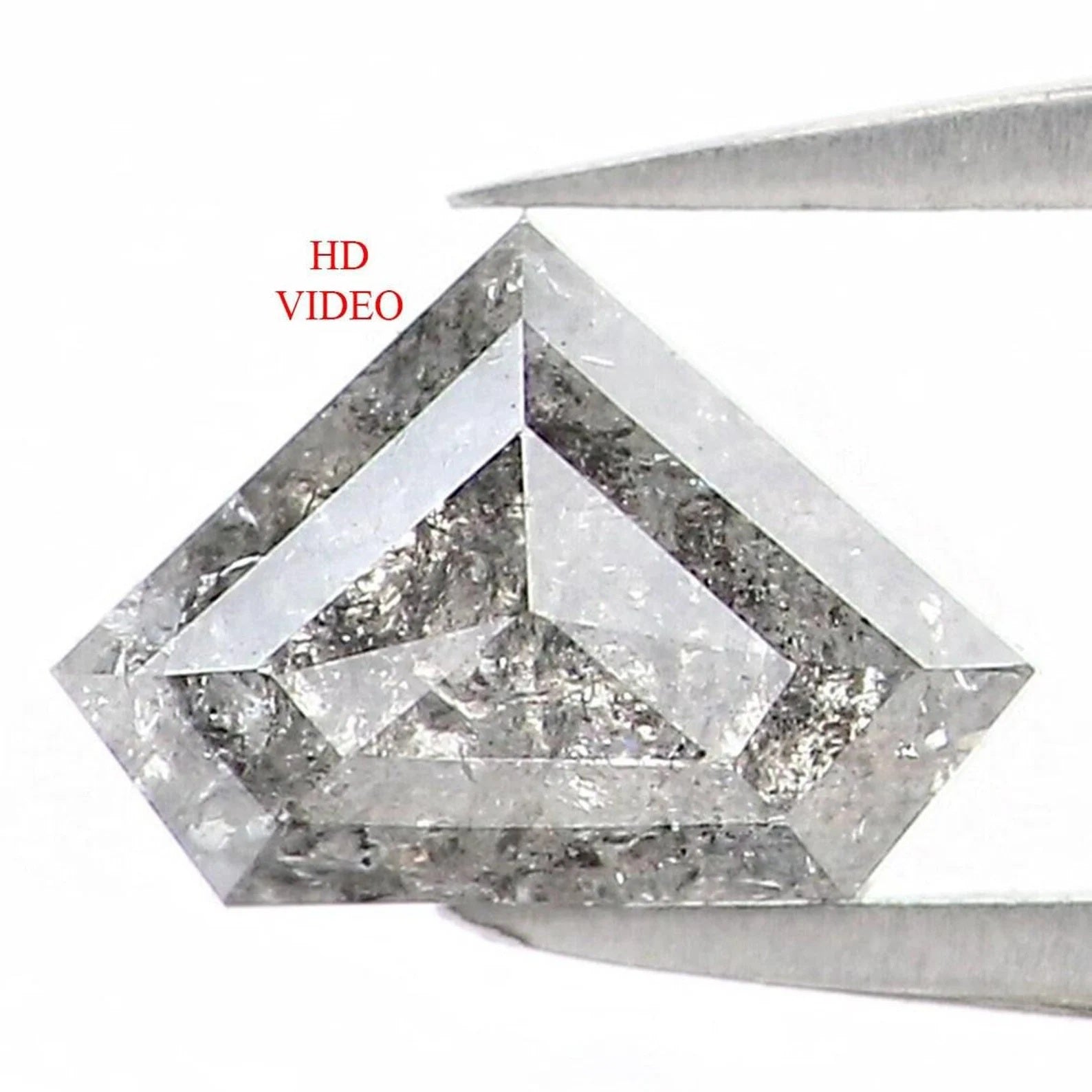 0.46 CT Natural Loose Shield Shape Diamond Salt And Pepper Shield Diamond 4.40 MM Natural Black Grey Color Shield Rose Cut Diamond NQ1534