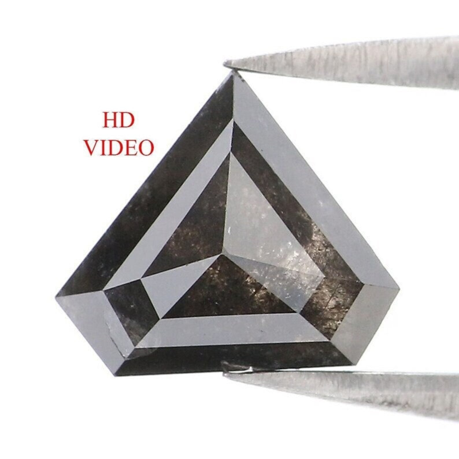 1.44 CT Natural Loose Shield Shape Diamond Black Color Shield Cut Diamond 7.15 MM Natural Diamond Black Color Shield Rose Cut Diamond NQ9100