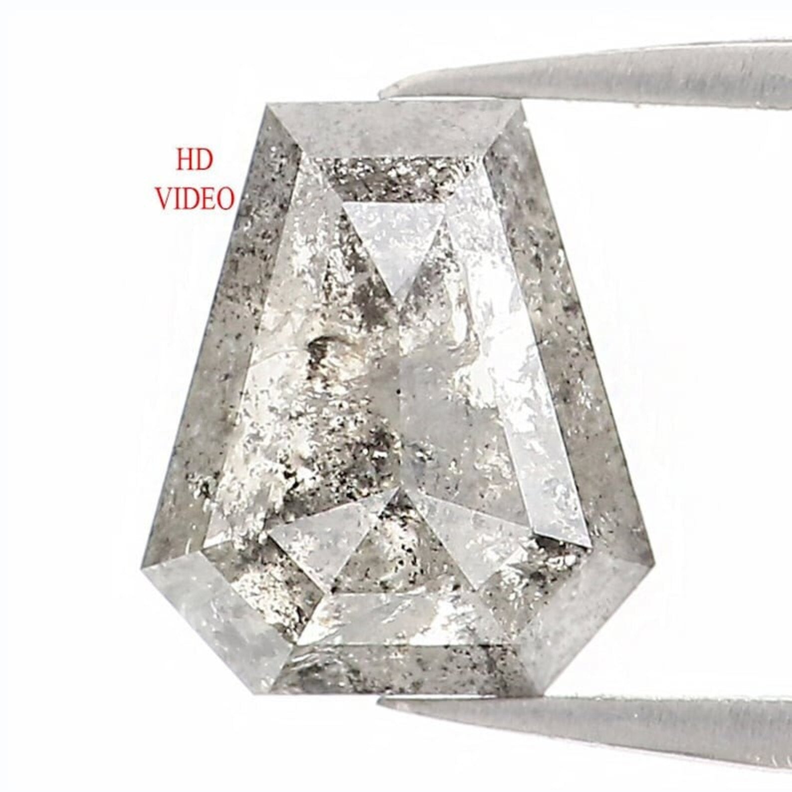 0.97 CT Natural Loose Coffin Shape Diamond Salt And Pepper Coffin Cut Diamond 6.70 MM Black Grey Color Coffin Shape Rose Cut Diamond QN1553