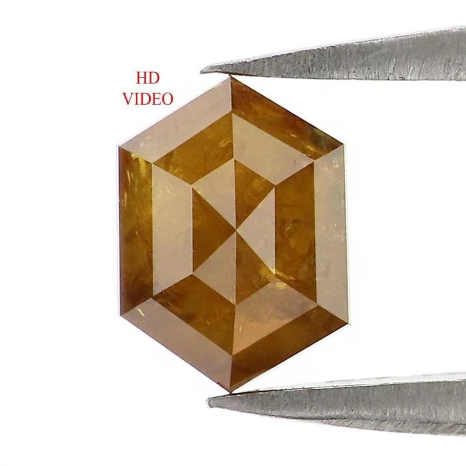 1.04 Ct Natural Loose Hexagon Shape Diamond Yellow Color Hexagon Diamond 7.05 MM Natural Loose Brown Color Hexagon Rose Cut Diamond NQ748