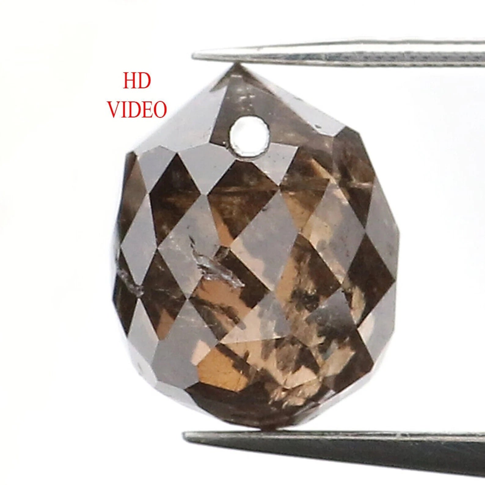 0.98 Ct Natural Loose Drop Shape Diamond Black Brown Color Briolette Cut Diamond 5.65 MM Natural Loose Diamond Drop Shape Diamond NQ462