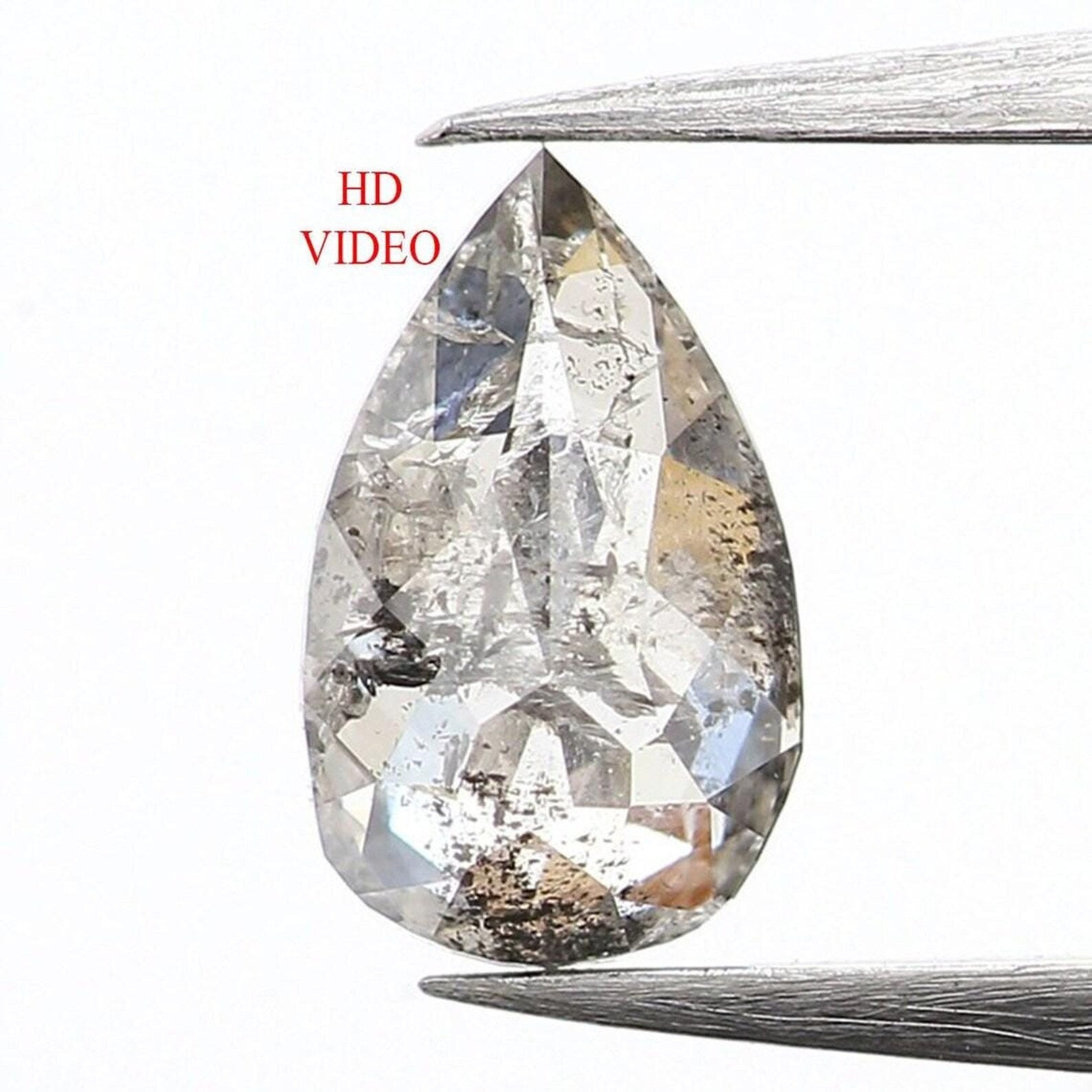 0.34 CT Natural Loose Pear Shape Diamond Salt And Pepper Pear Diamond 5.80 MM Natural Loose Black Gray Color Pear Rose Cut Diamond NQ1039