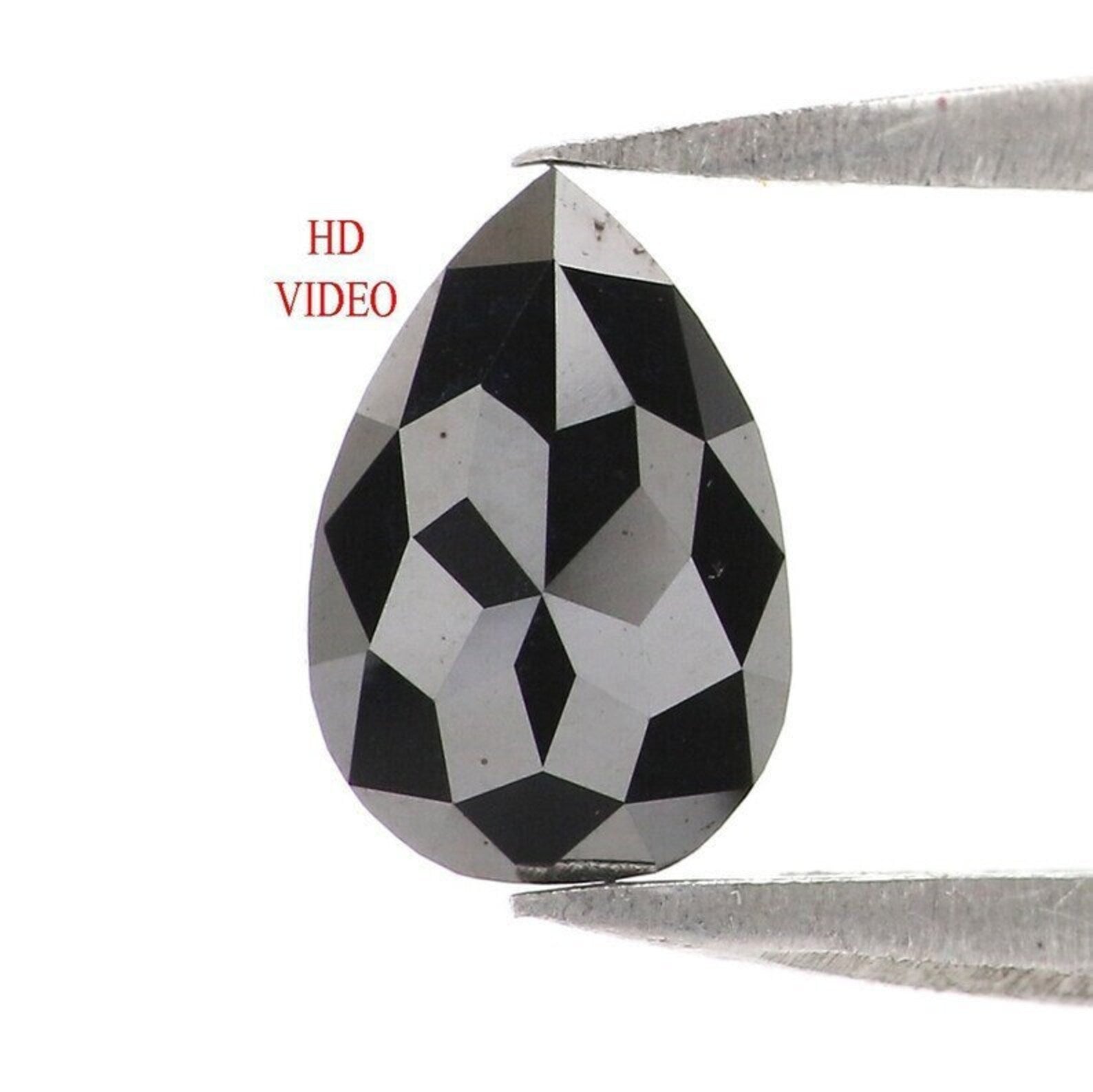 0.52 CT Natural Loose Pear Shape Diamond Black Color Pear Cut Diamond 7.30 MM Natural Loose Diamond Black Color Pear Rose Cut Diamond NQ2247