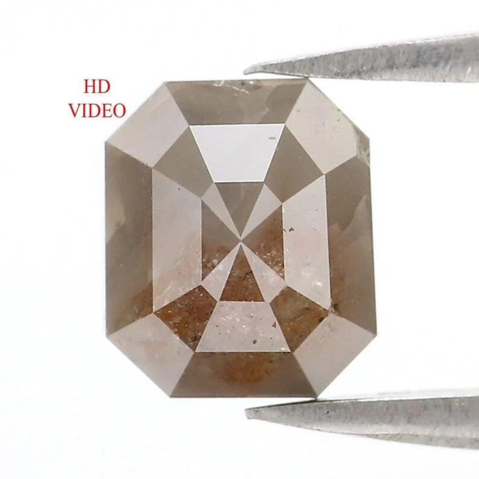 1.42 CT Natural Loose Emerald Shape Diamond Grey Color Emerald Diamond 6.80 MM Natural Loose Brown Color Emerald Rose Cut Diamond NQ2437