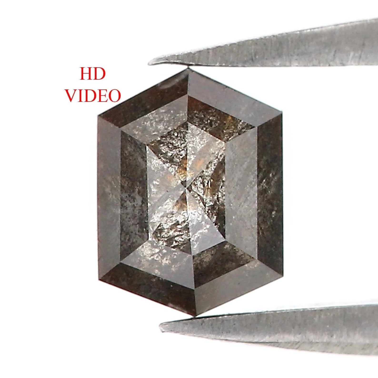 0.61 CT Natural Loose Hexagon Shape Diamond Salt And Pepper Hexagon Diamond 5.80 MM Natural Black Gray Color Hexagon Rose Cut Diamond NQ1255