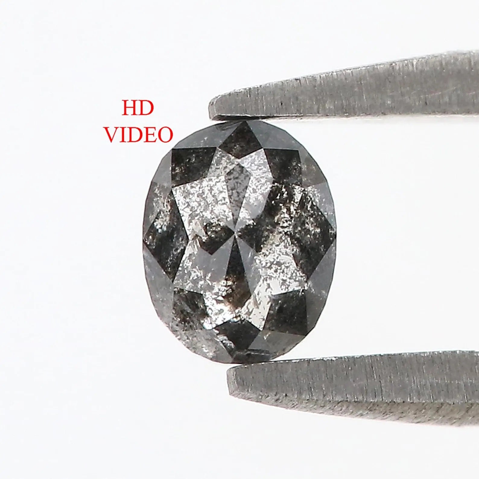 0.32 Ct Natural Loose Oval Shape Diamond Salt And Pepper Oval Cut Diamond 4.50 MM Black Grey Color Oval Shape Rose Cut Diamond QN9185