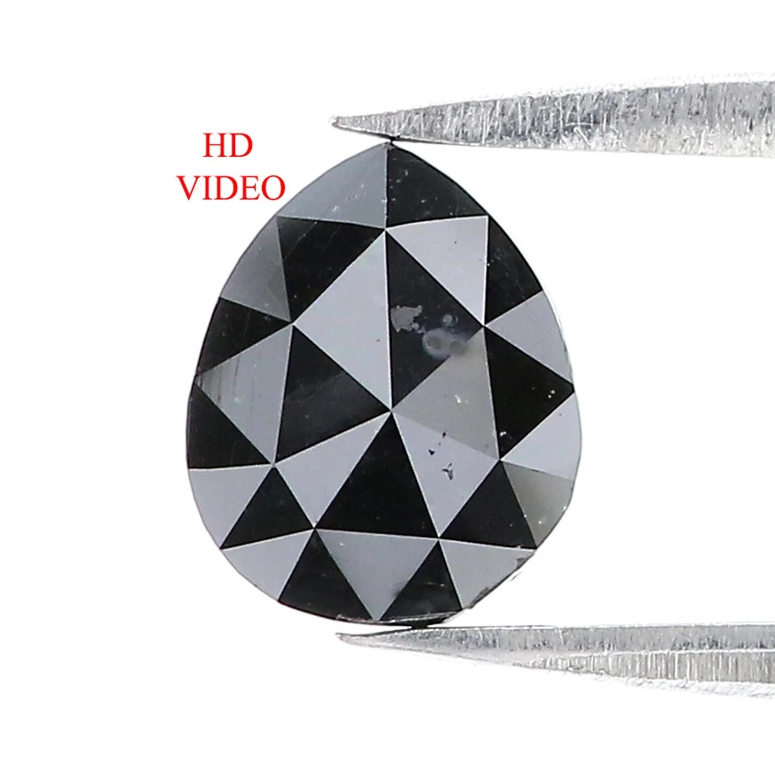 1.58 CT Natural Loose Pear Shape Diamond Black Color Pear Cut Diamond 8.20 MM Natural Loose Diamond Black Pear Rose Cut Diamond QN8801