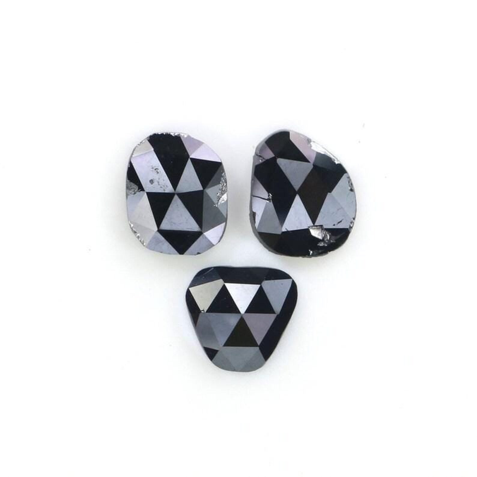 1.14 CT Natural Loose Slice Shape Diamond Black Color Irregular Diamond 6.50 MM Natural Diamond Black Color Slice Rose Cut Diamond NQ2256