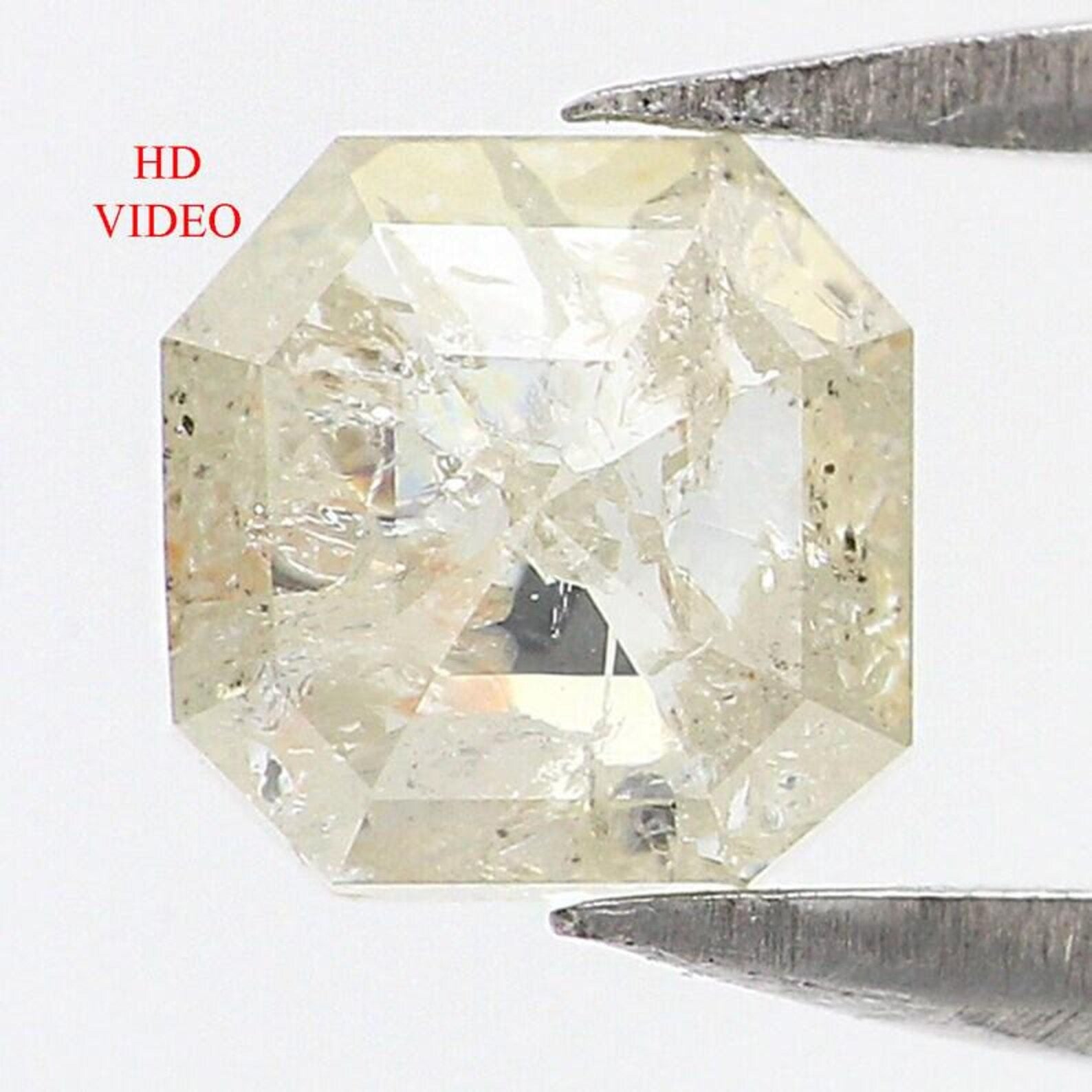 0.65 CT Natural Loose Radiant Shape Diamond J Color Radiant Diamond 4.90 MM Natural Loose Yellow Grey Color Radiant Rose Cut Diamond NQ6506