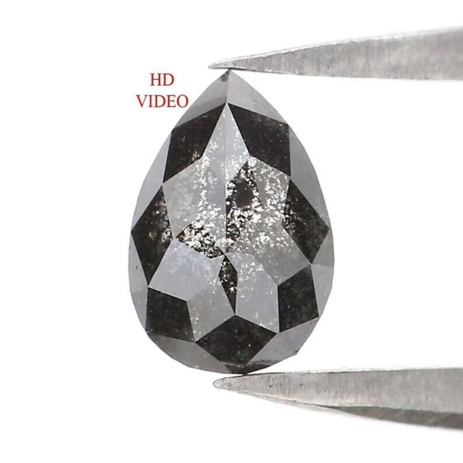 0.41 CT Natural Loose Pear Shape Diamond Salt And Pepper Pear Diamond 6.10 MM Natural Diamond Black Grey Color Pear Rose Cut Diamond NQ2142