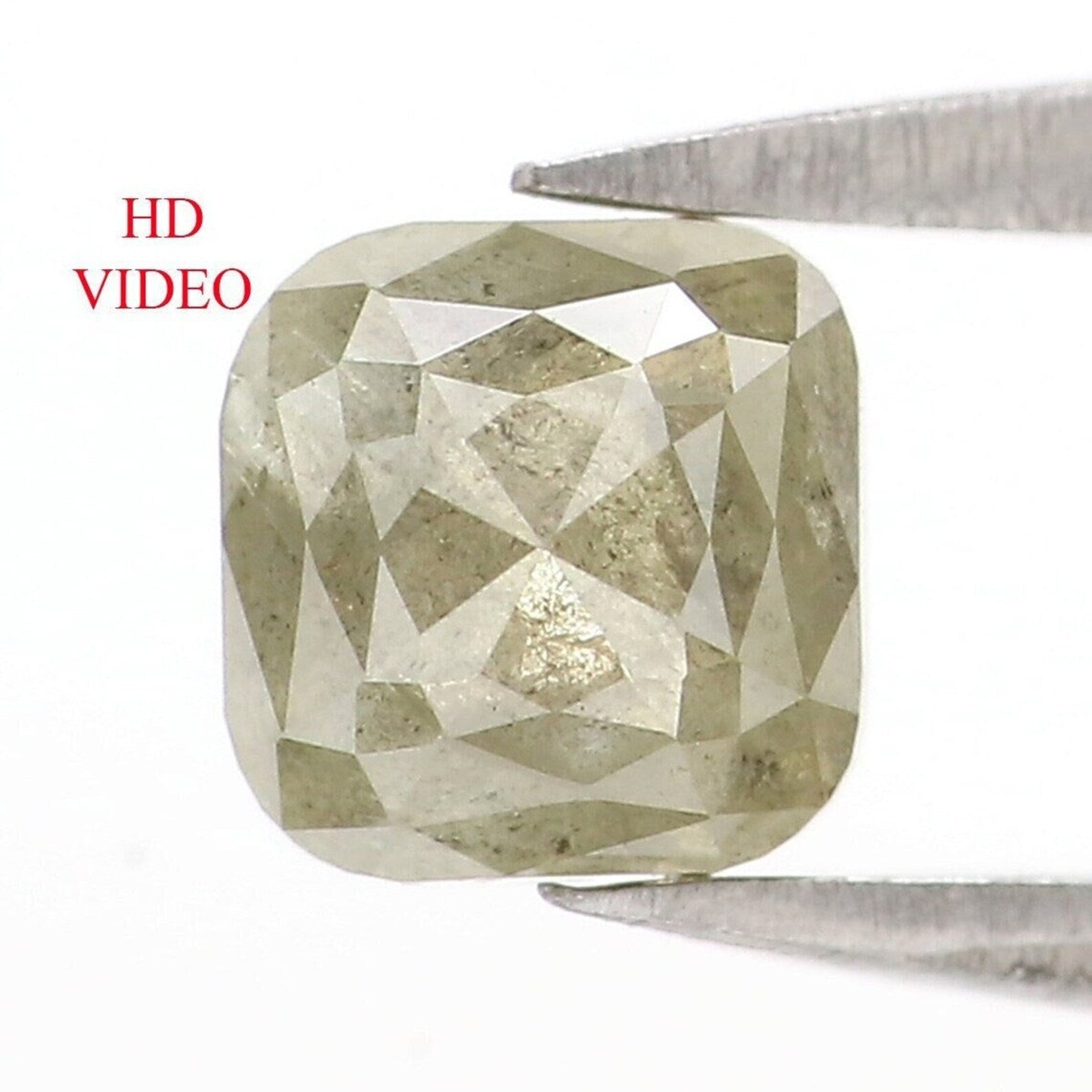 1.28 CT Natural Loose Cushion Shape Diamond Green Color Cushion Diamond 5.20 MM Natural Diamond Green Color Cushion Rose Cut Diamond NQ2381