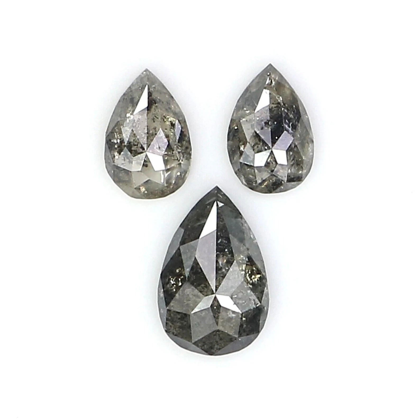 0.93 CT Natural Loose Pear Cut Diamond Salt And Pepper Pear Cut Diamond 6.25 MM Natural Black Grey Color Pear Shape Rose Cut Diamond NQ2427