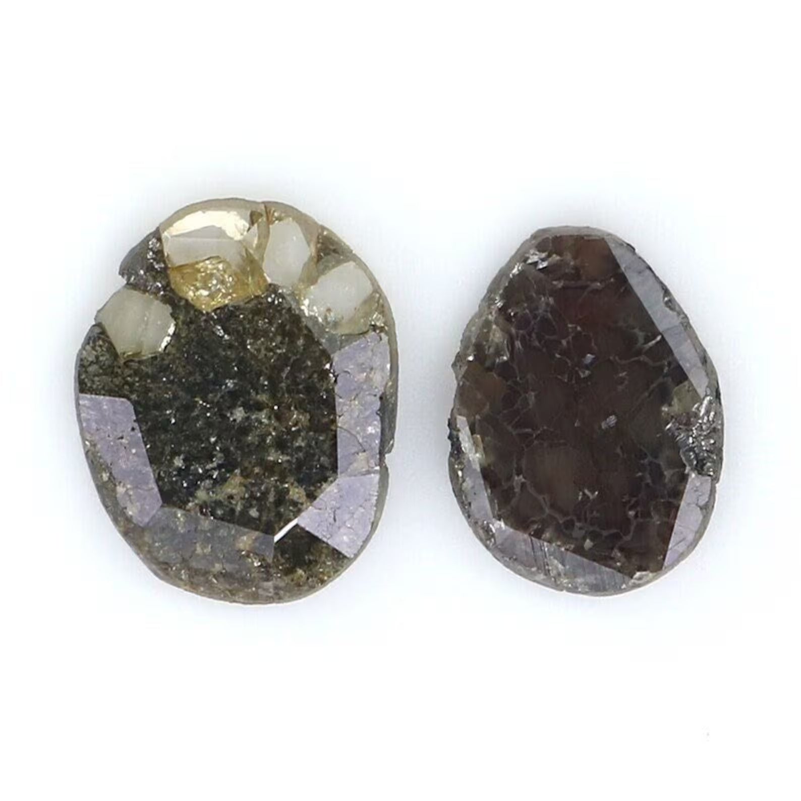 1.31 CT Natural Loose Slice Shape Diamond Salt And Pepper Irregular Cut Diamond 7.55 MM Natural Black Grey Color Slice Cut Diamond NQ2099
