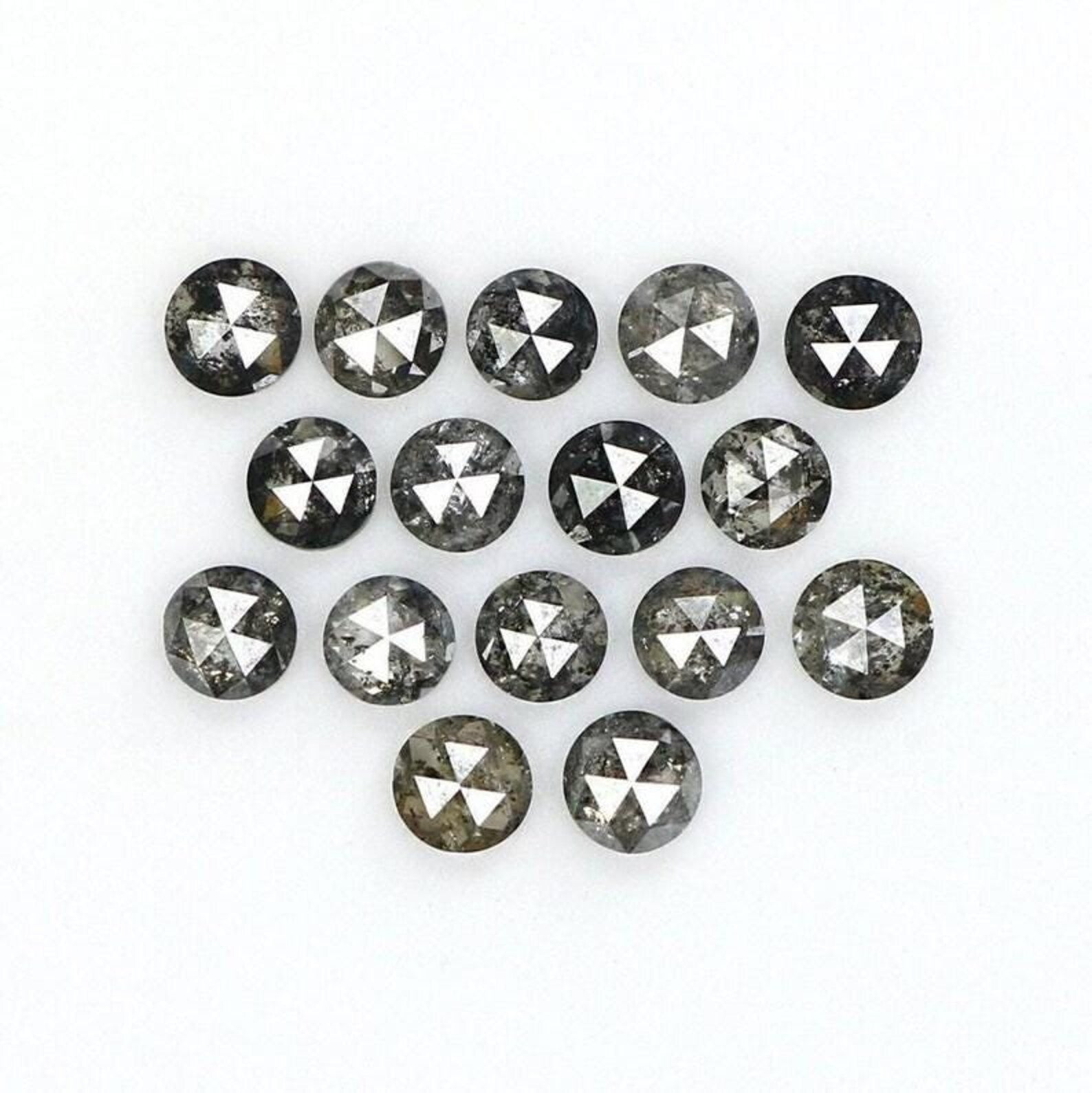 0.97 CT Natural Loose Round Shape Diamond Salt And Pepper Round Cut Diamond 2.30 MM Natural Black Grey Color Round Rose Cut Diamond NQ1651