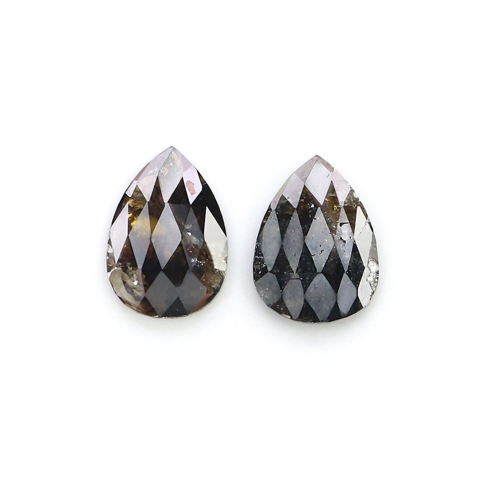 1.31 CT Natural Loose Pear Cut Pair Diamond Black Color Pear Shape Diamond 8.60 MM Natural Diamond Brown Color Pear Rose Cut Diamond NQ2548