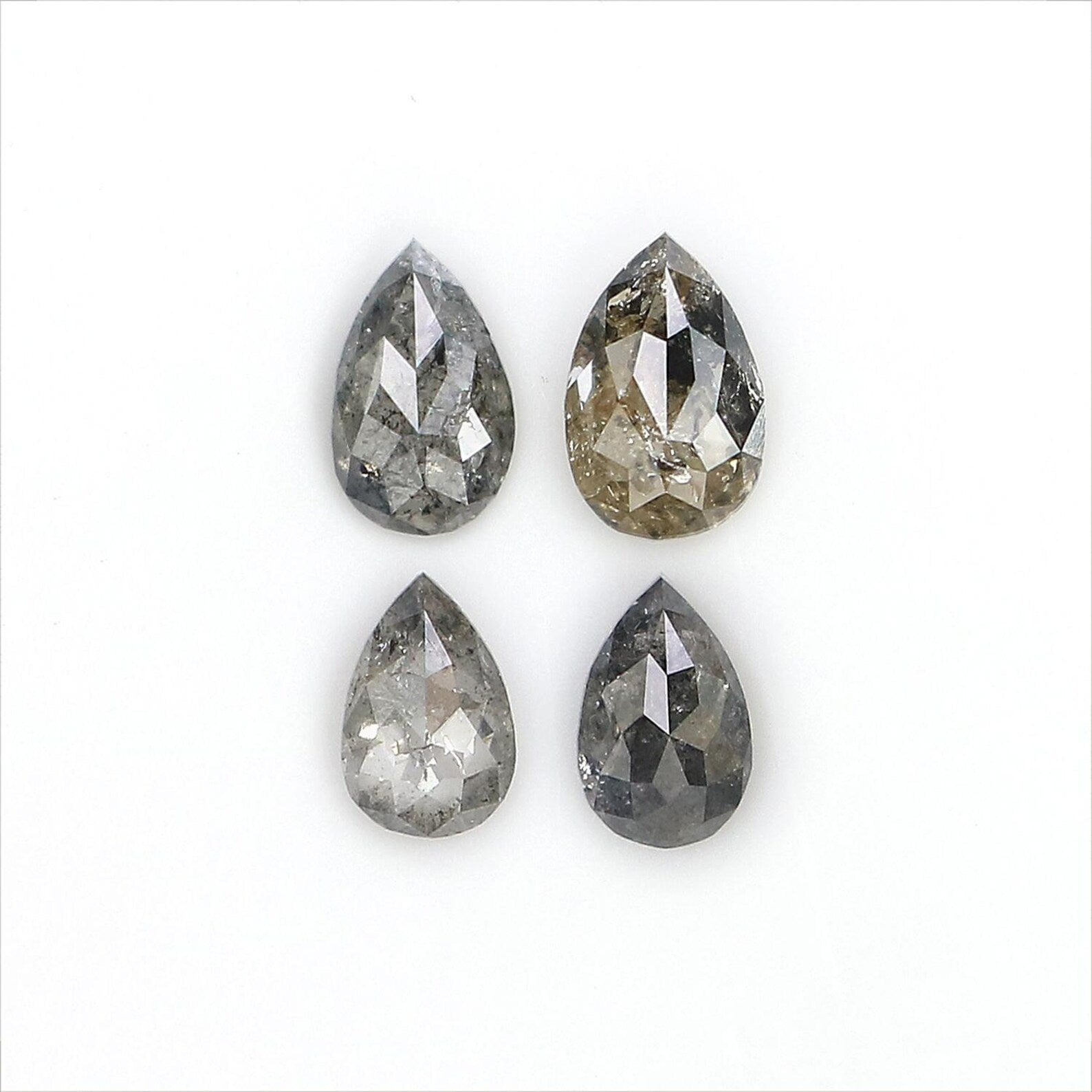 0.66 CT Natural Loose Pear Shape Diamond Salt And Pepper Pear Diamond 4.95 MM Natural Loose Black Grey Color Pear Rose Cut Diamond NQ2268