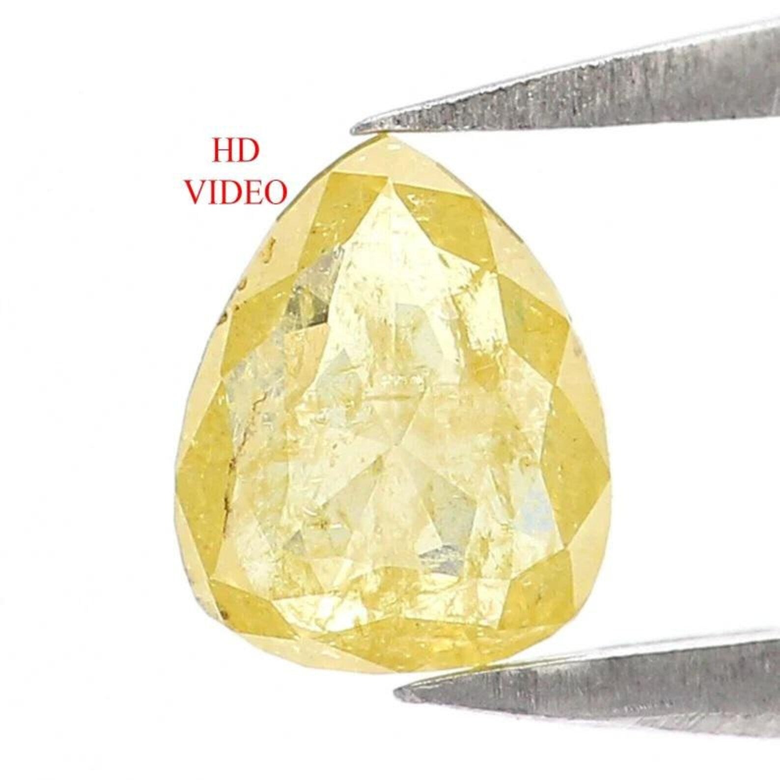 0.53 CT Natural Loose Pear Shape Diamond Yellow Color Pear Diamond 5.95 MM Natural Loose Diamond Yellow Color Pear Rose Cut Diamond NQ1975