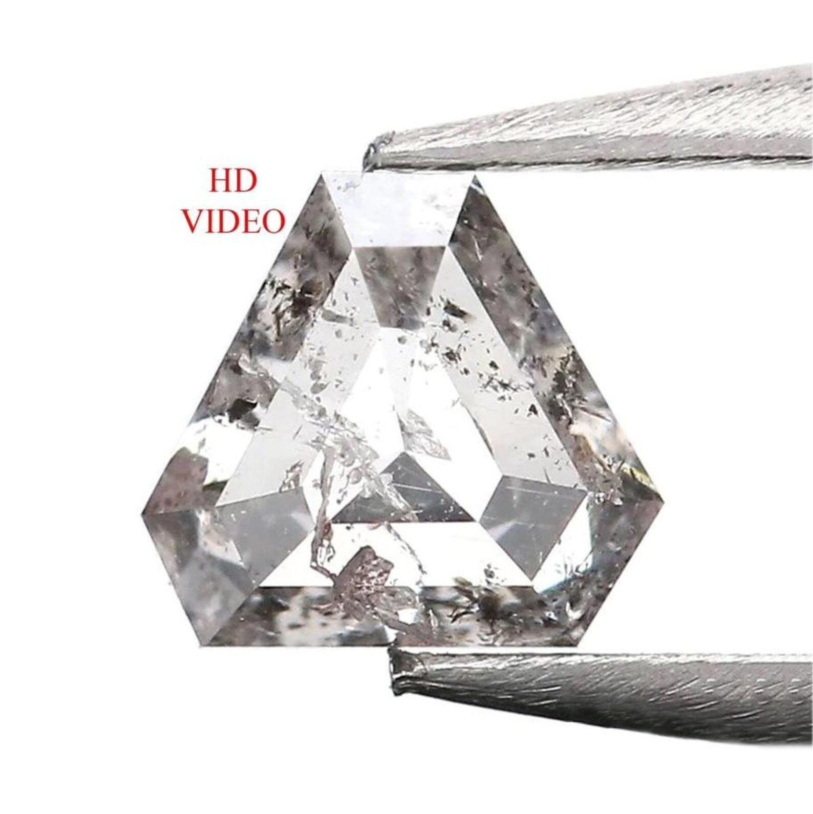 0.55 CT Natural Loose Triangle Shape Diamond Salt And Pepper Triangle Cut Diamond 4.75 MM Natural Black Grey Triangle Rose Cut Diamond NQ252