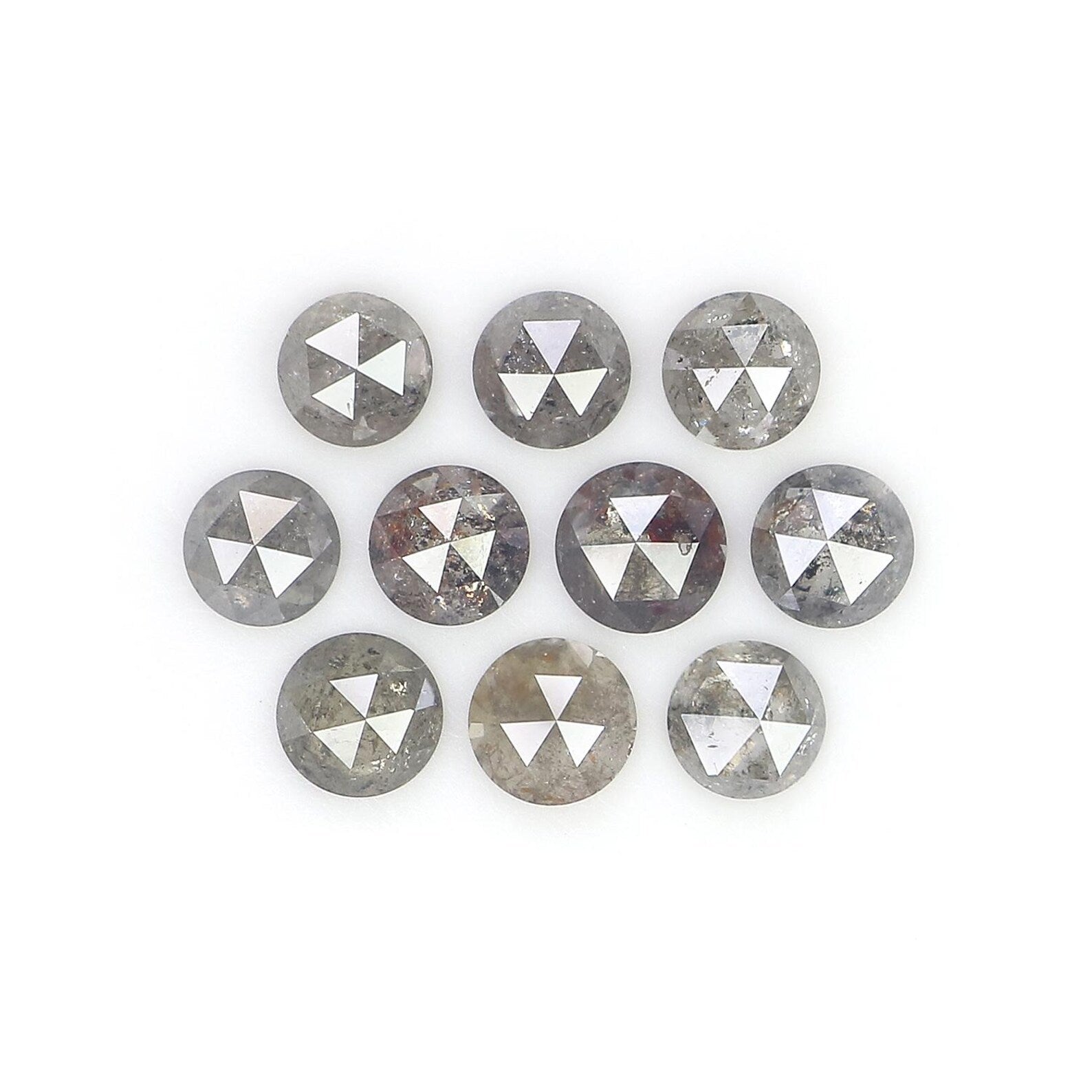 2.09 Ct Natural Loose Round Shape Diamond Salt And Pepper Round Cut Diamond 3.55 MM Natural Black Grey Color Round Rose Cut Diamond NQ2084